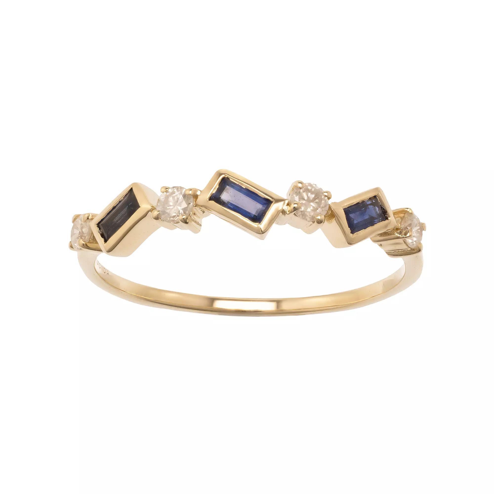 Gemistry 14k Gold Blue Sapphire & White Topaz Ring, Women's, Size: 8 Product Image
