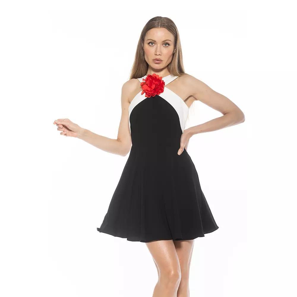 Women's ALEXIA ADMOR Alexi Halter Fit & Flare Dress with 3D Flower Detail, Size: 4, Ivory Product Image