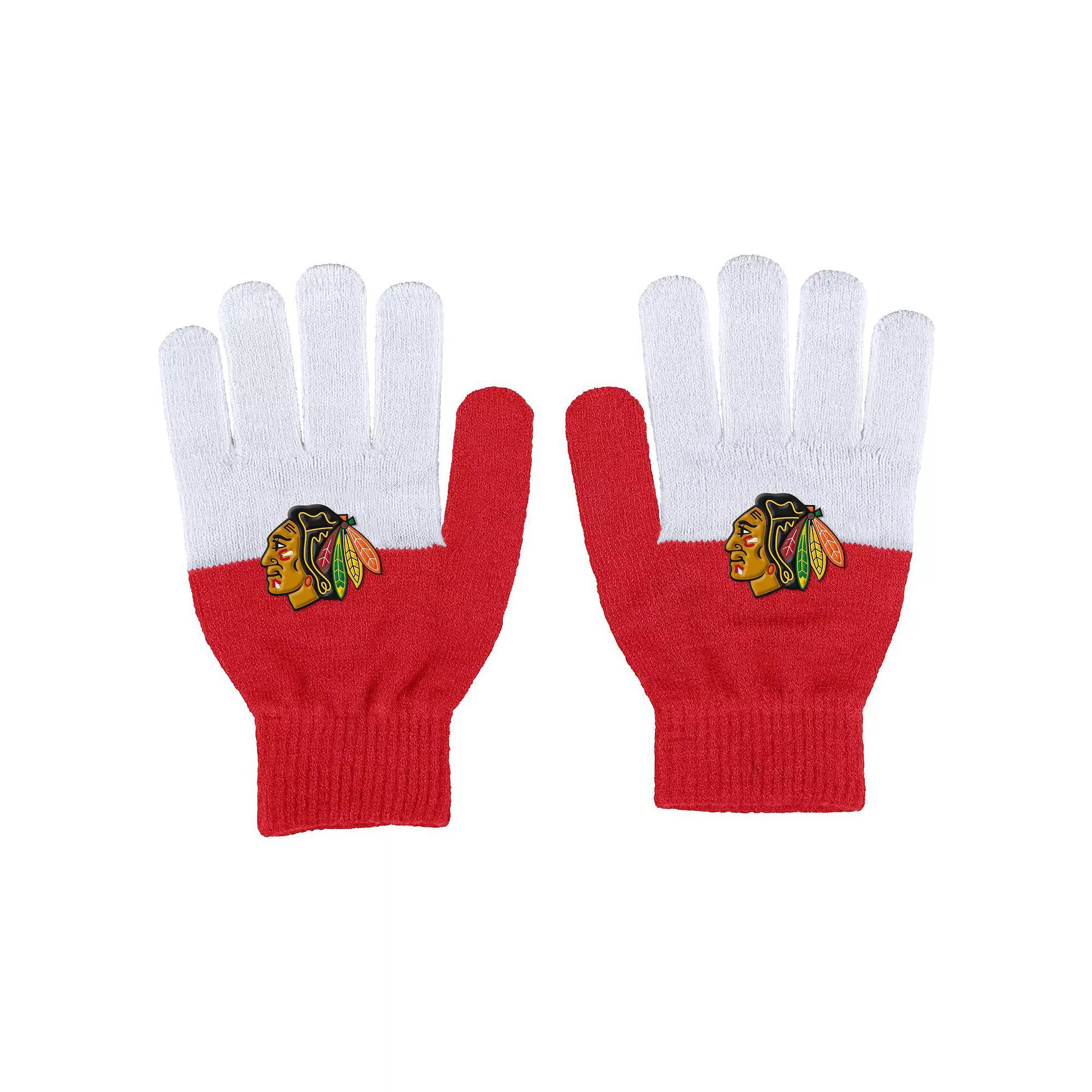 Women's WEAR by Erin Andrews Chicago Blackhawks Color-Block Gloves, Team Product Image