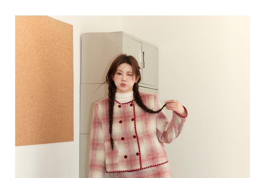 High Rise Plaid Mini Skirt Product Image