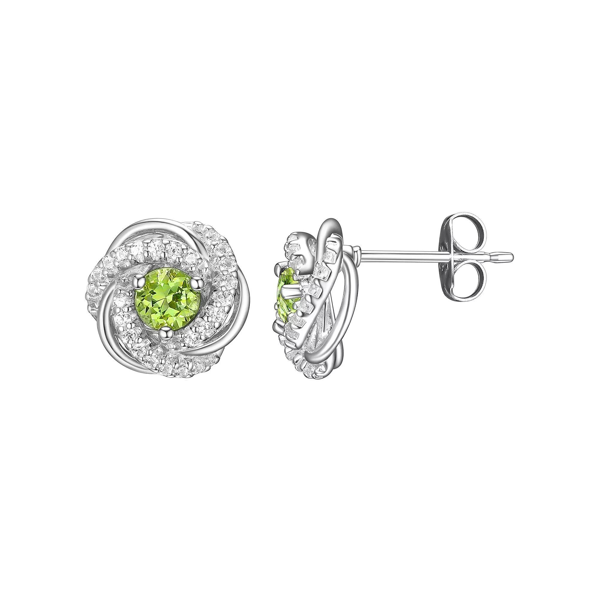 Tokens of Love Sterling Silver Peridot Birthstone Love Knot Stud Earrings, Women's Product Image