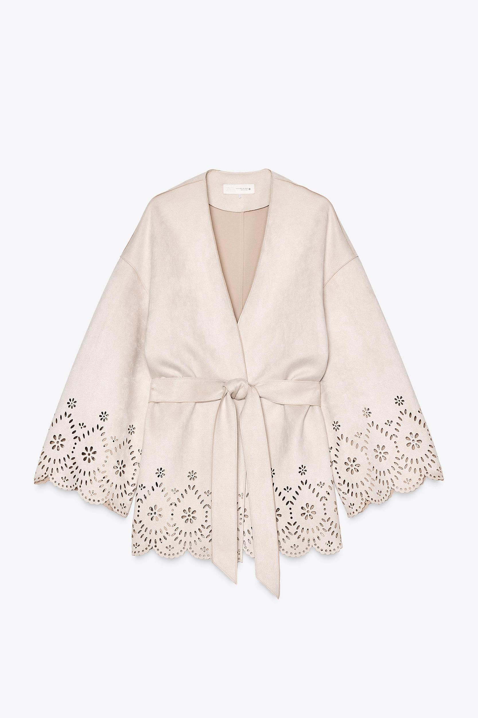 DIE-CUT SUEDE EFFECT TRENCH COAT Product Image