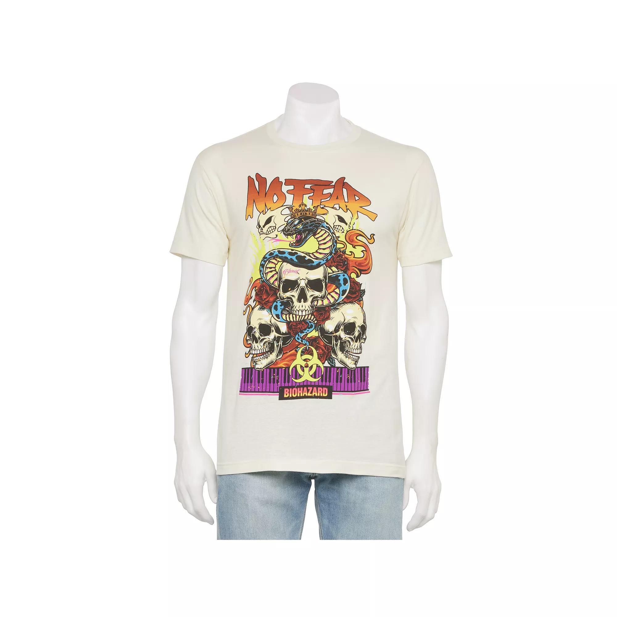 Men's No Fear Skulls, Snakes & Flames Oversized Graphic Tee, Size: XXL, Tofu Product Image