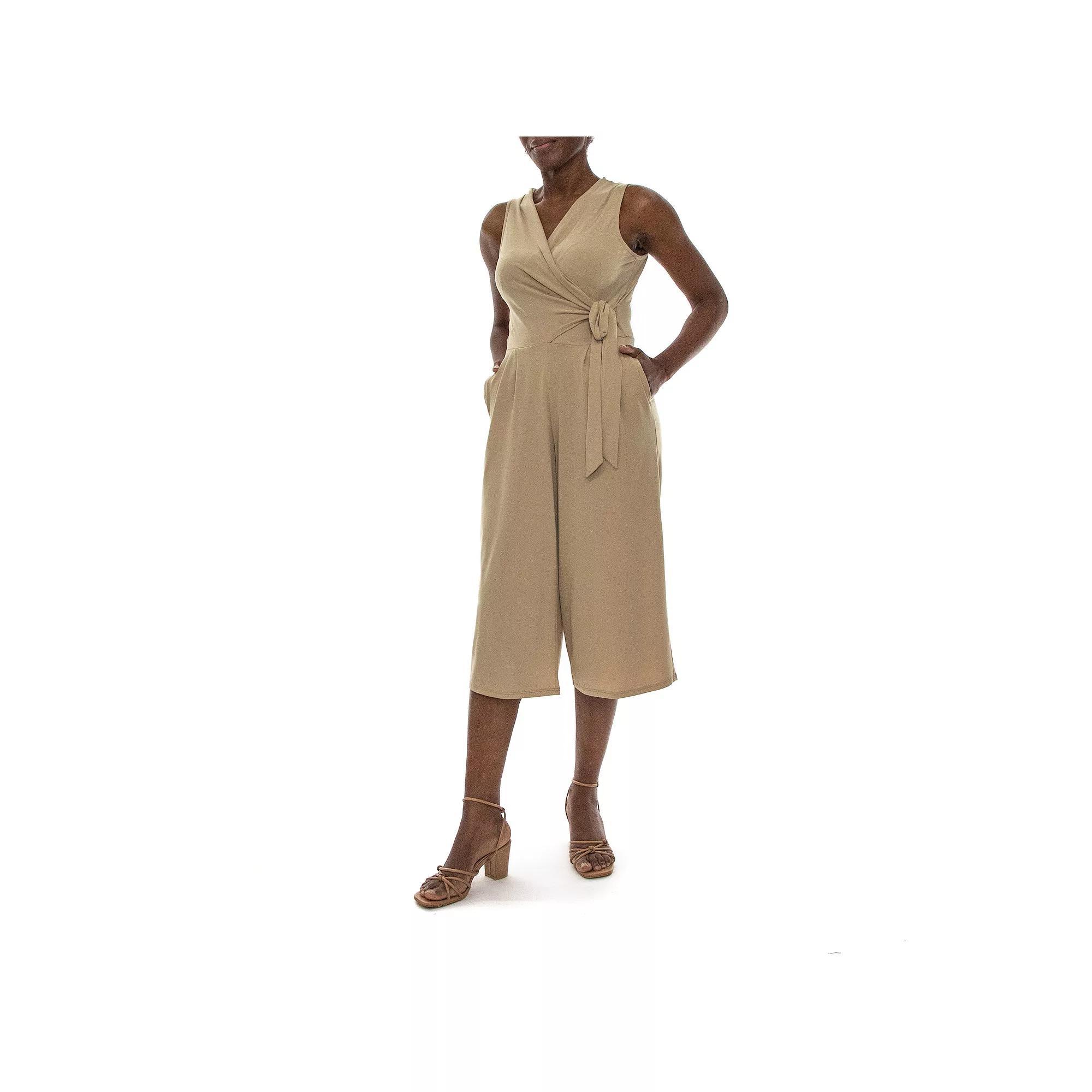 Women's Nina Leonard Wide-Leg Capri Jumpsuit, Size: Small, New Camel Product Image
