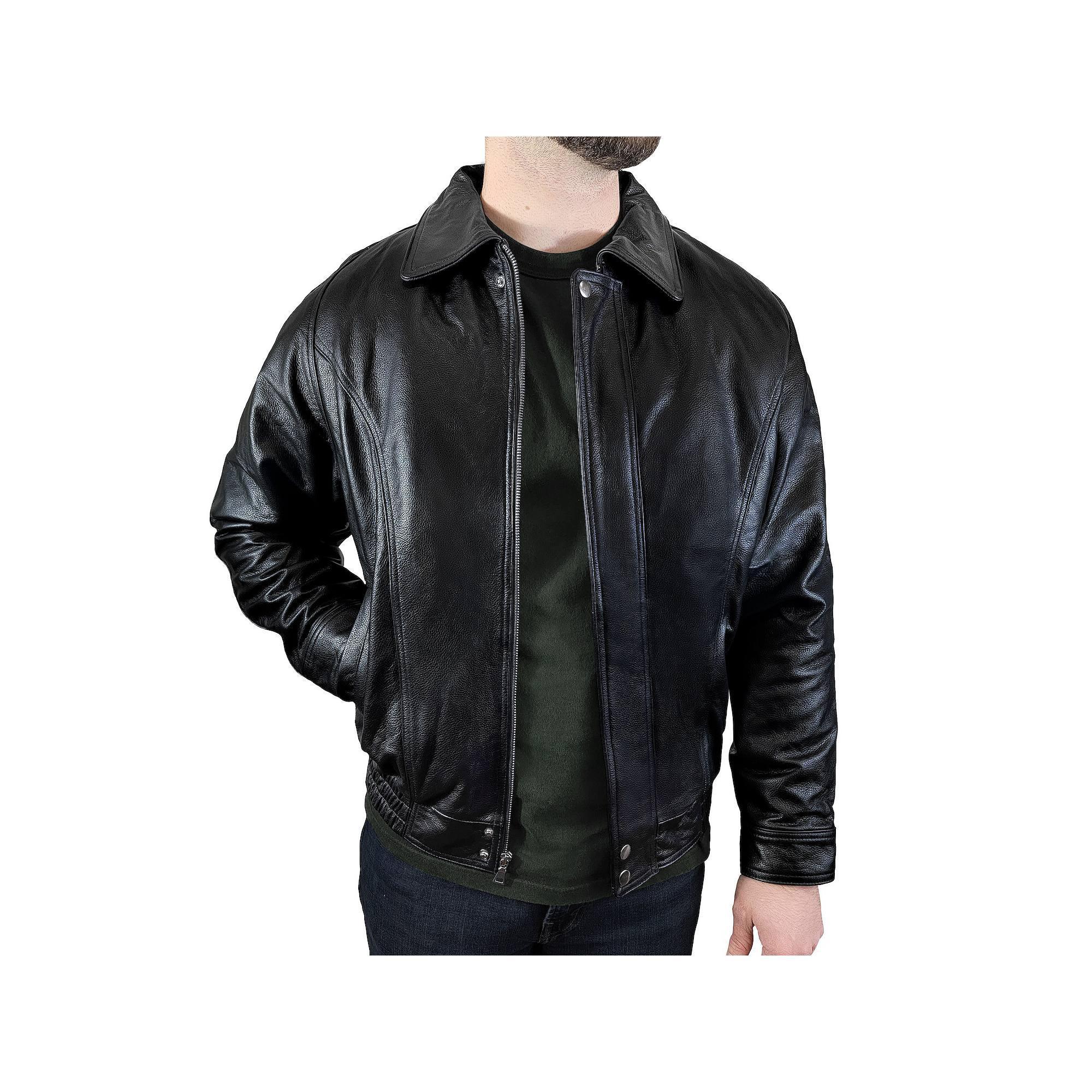 Big & Tall Victory Outfitters Vintage Leather Bomber Jacket, Men's, Size: 4XL, Black Product Image