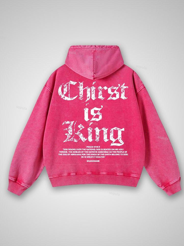 Vintage Chirst Is King Washed Zip-up Hoodie Product Image