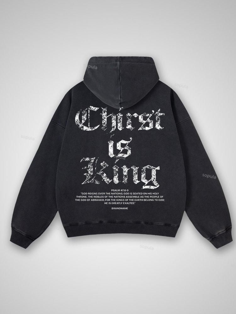 Vintage Chirst Is King Washed Zip-up Hoodie Product Image