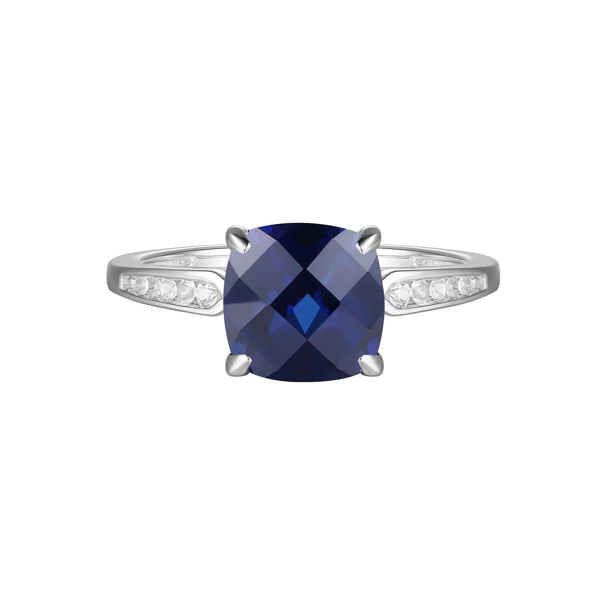 Sterling Silver Lab-Created Blue & White Sapphire Ring, Women's, Size: 7 Product Image