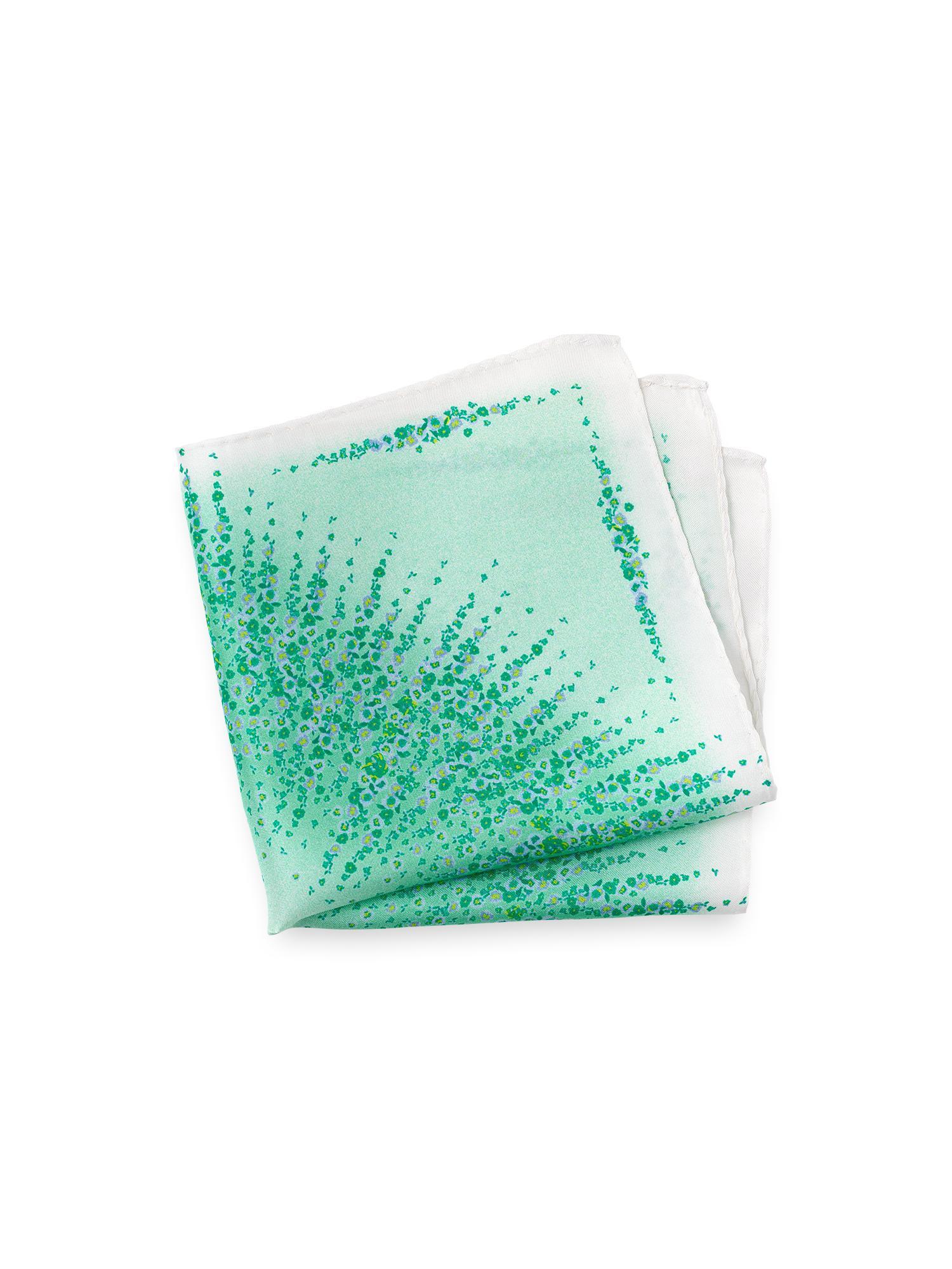 Floral Silk Pocket Square - Green/white Product Image