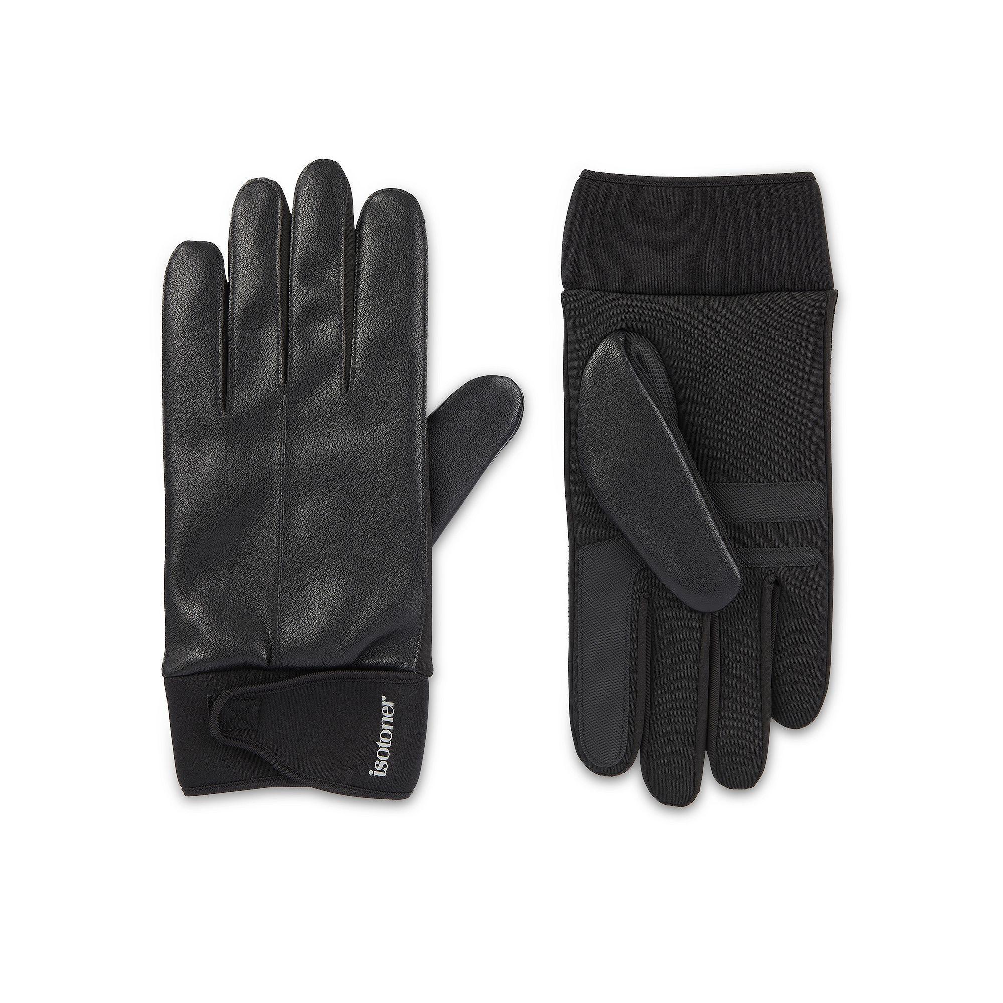 Mens isotoner Quilted Microsuede Wrist Tab Water Resistant and Touchscreen Gloves Product Image