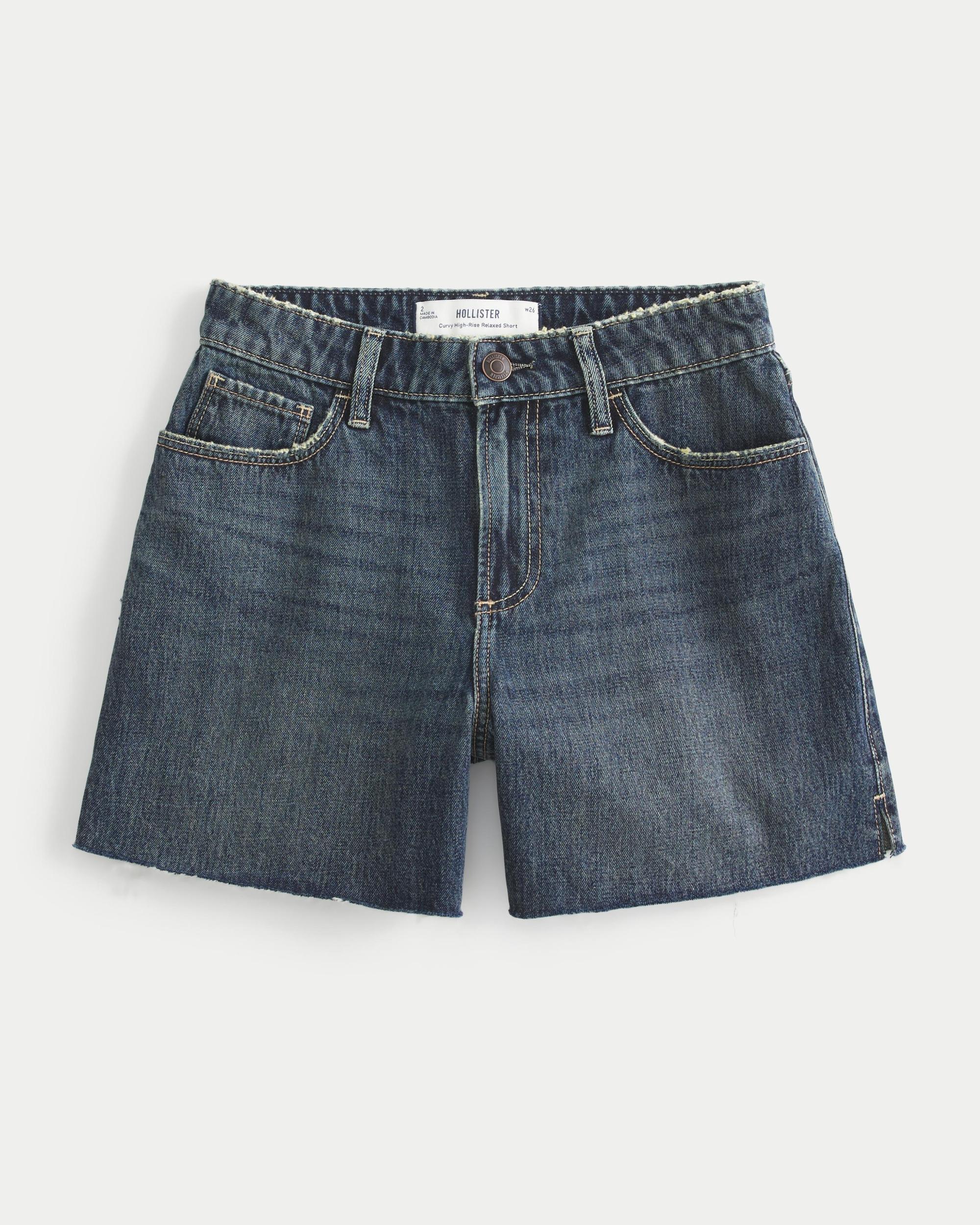 Curvy High-Rise Light Wash Relaxed Denim Shorts 5" Product Image