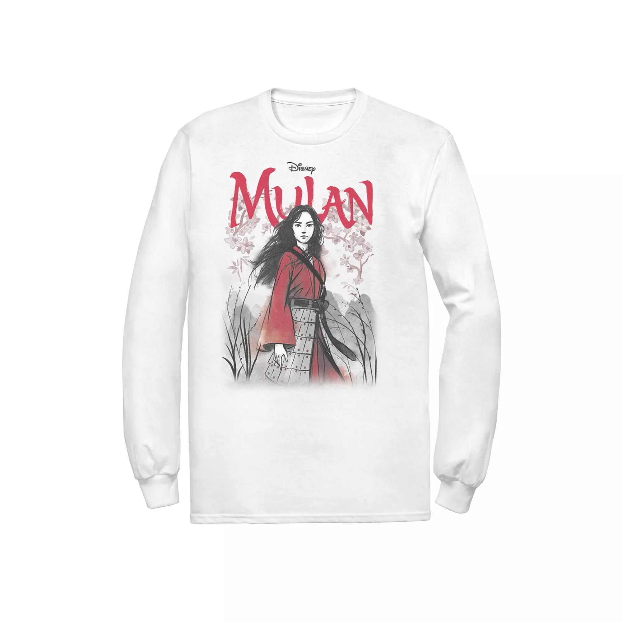Men's Disney Mulan Live Action Mulan Floral Watercolor Logo Tee, Size: Medium, White Product Image