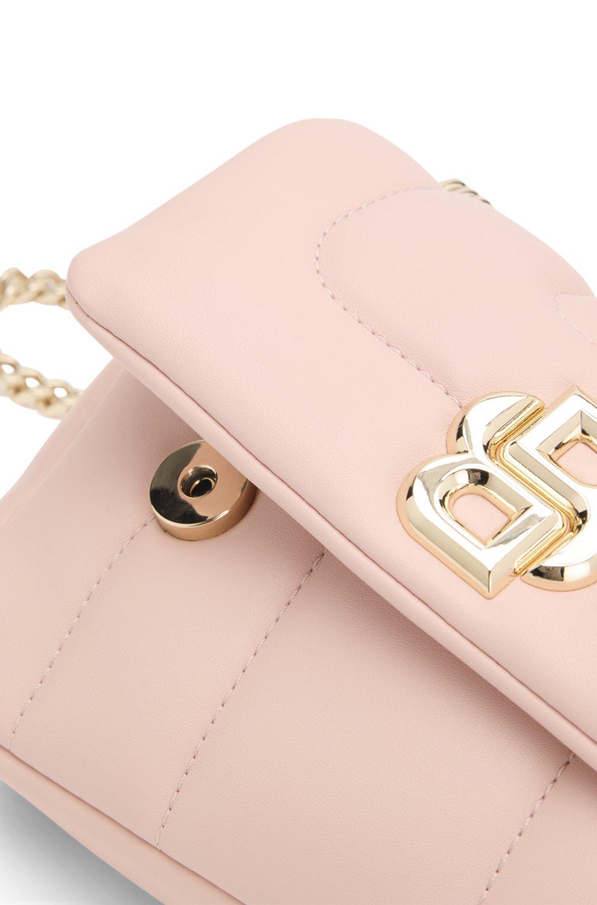 BOSS - Quilted shoulder bag with Double B monogram trim - Light Purple Product Image