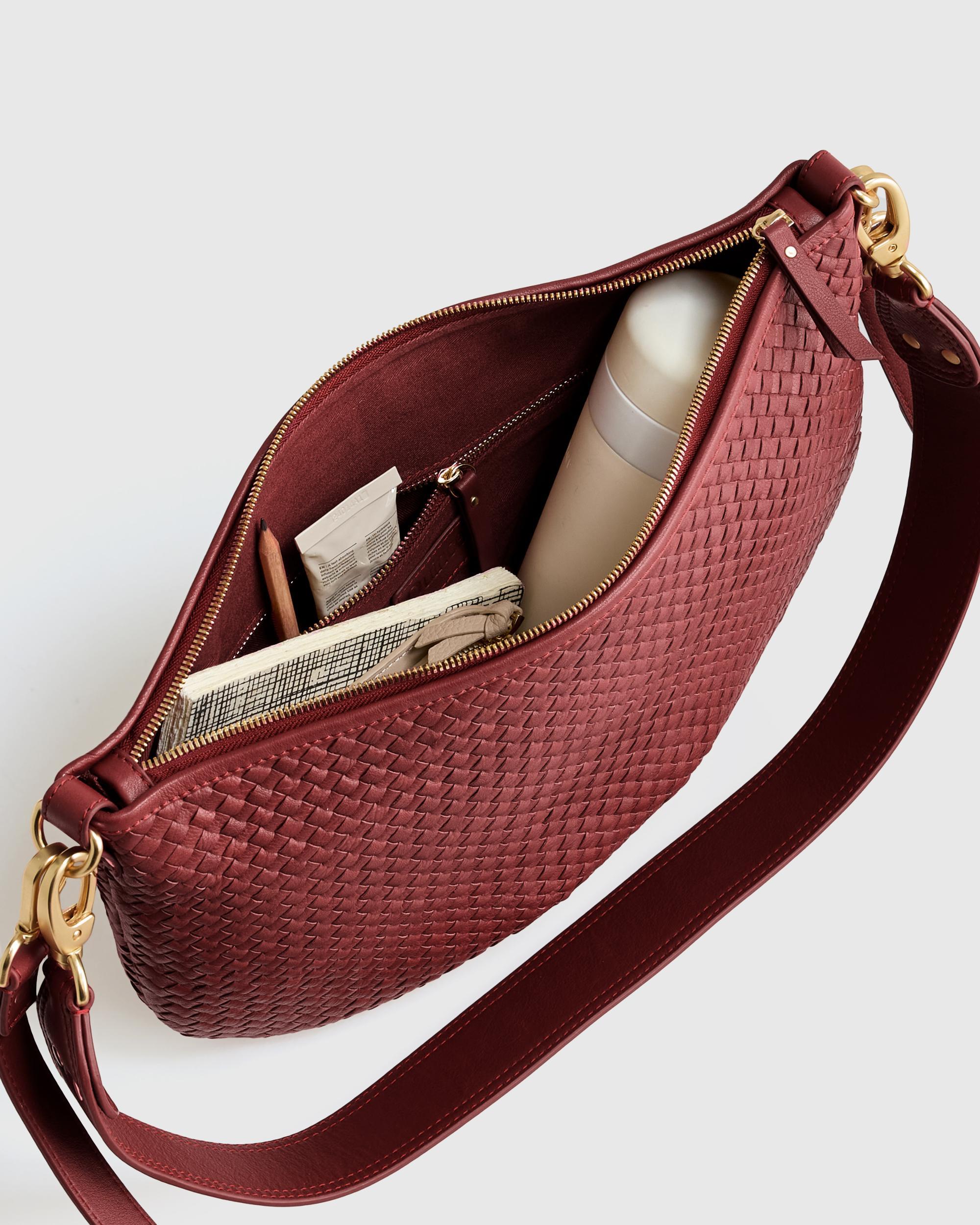 Quince | Women's Italian Leather Convertible Crescent Handwoven Shoulder Bag Product Image