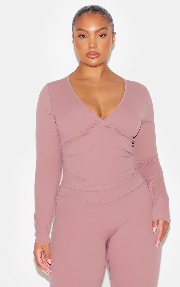 Mauve Sculpt Wrap Waist Yoga Pants Product Image