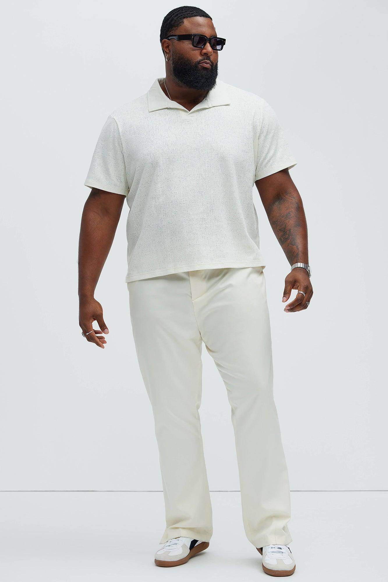 Duval Textured Knit Johnny Collar Shirt - Off White Product Image