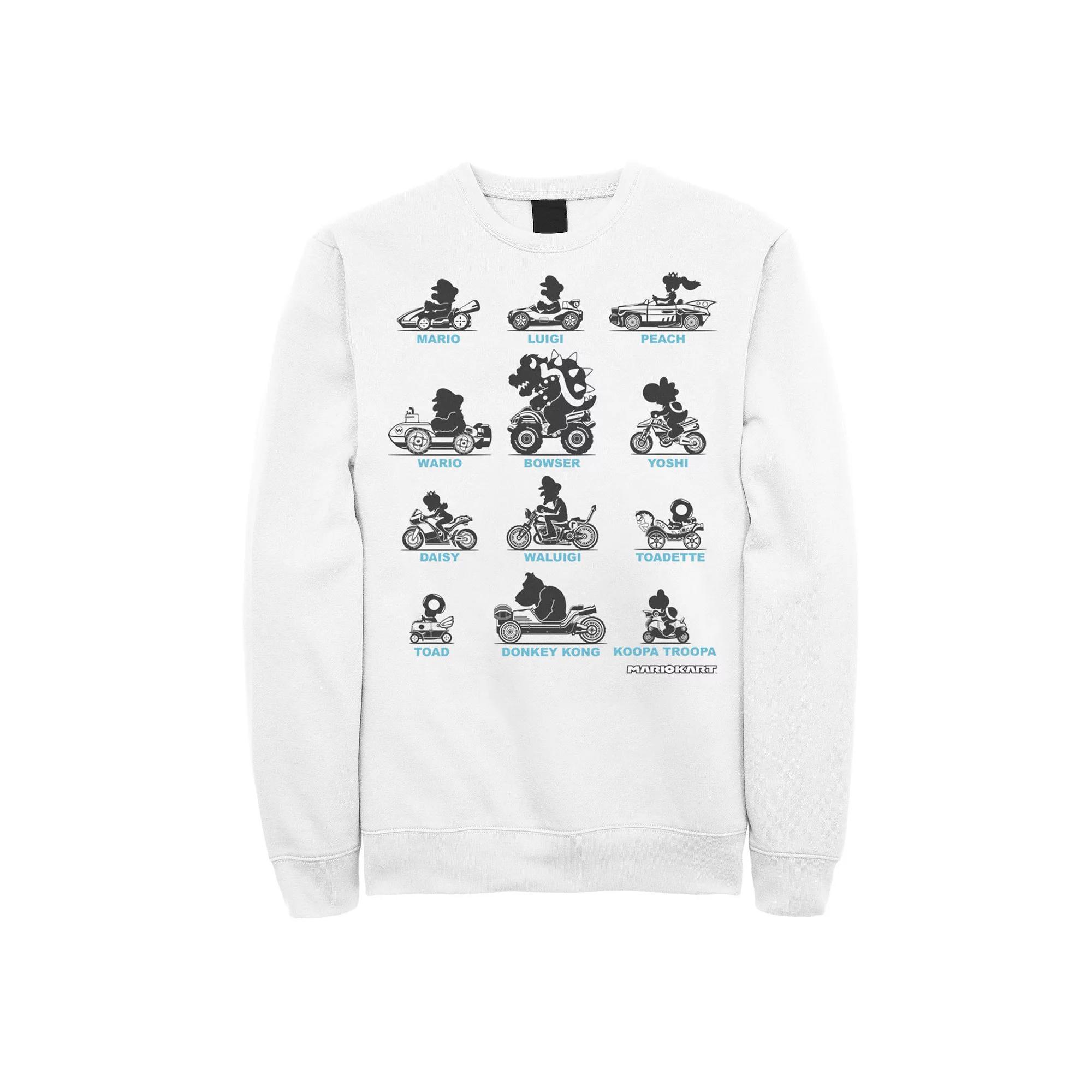 Men's Nintendo Super Mario Mario Kart Silhouette Racers Sweatshirt, Size: Small, White Product Image