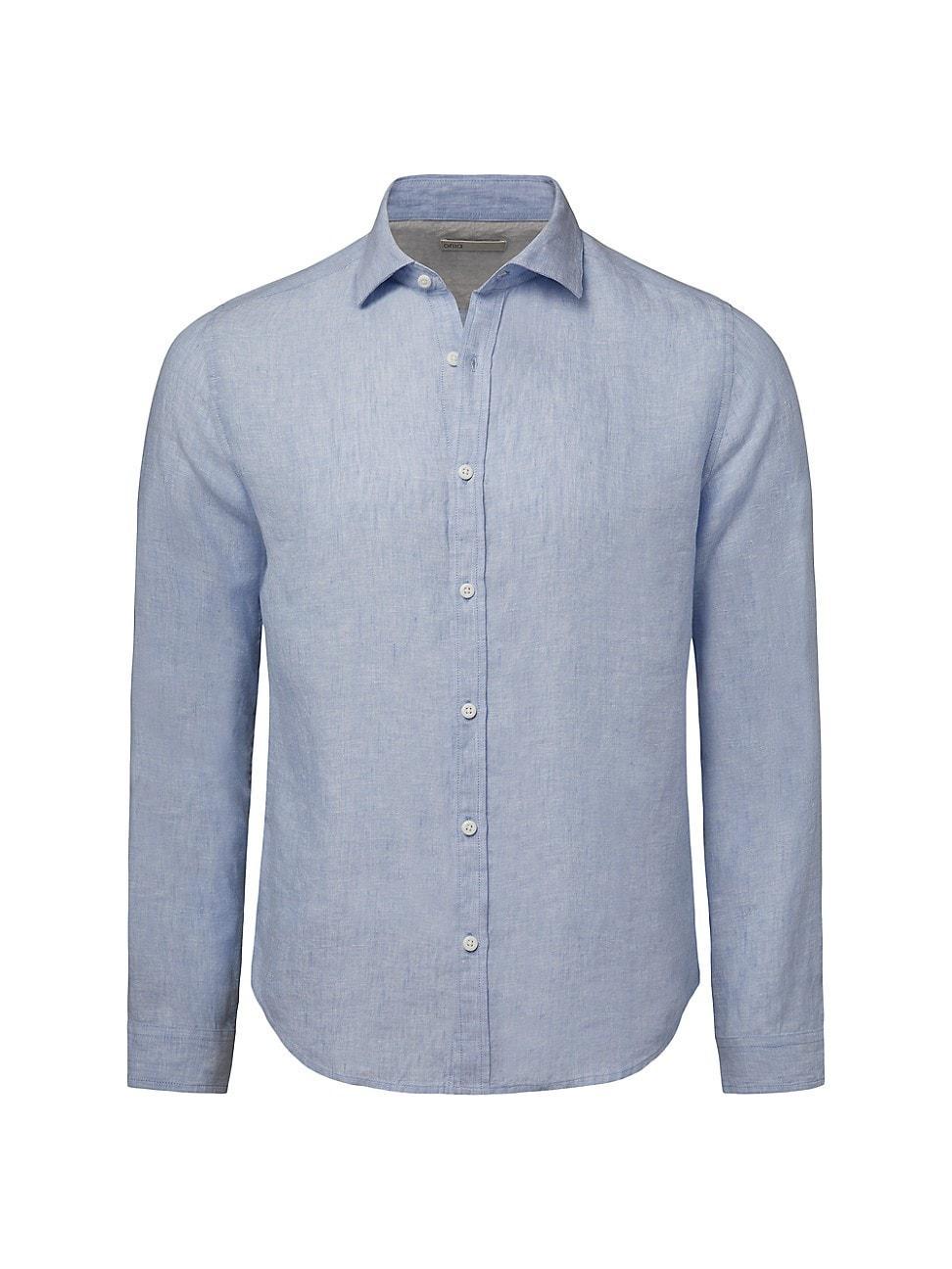 Men's Slim-Fit Linen Button-Down Shirt Product Image