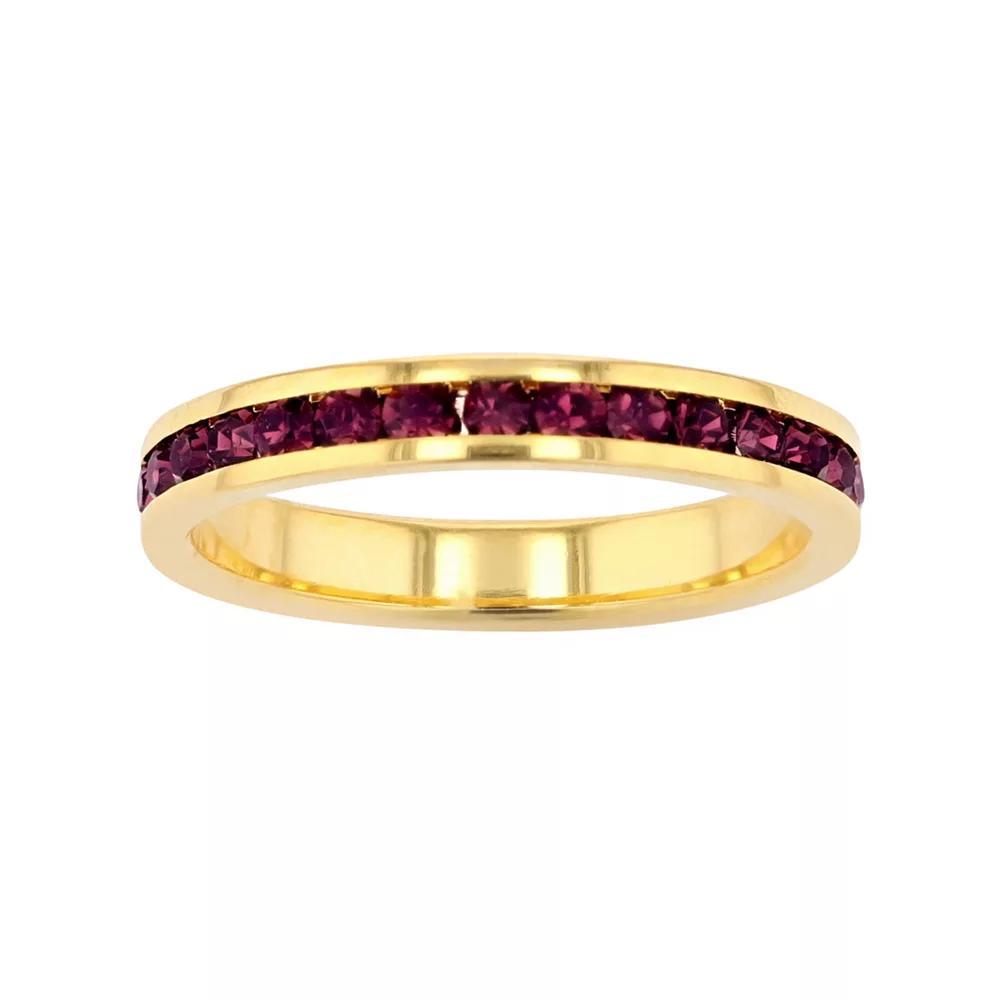 Traditions Jewelry Company 18k Gold Over Silver Birthstone Crystal Eternity Ring, Womens 18k Gold Plated Feb Product Image
