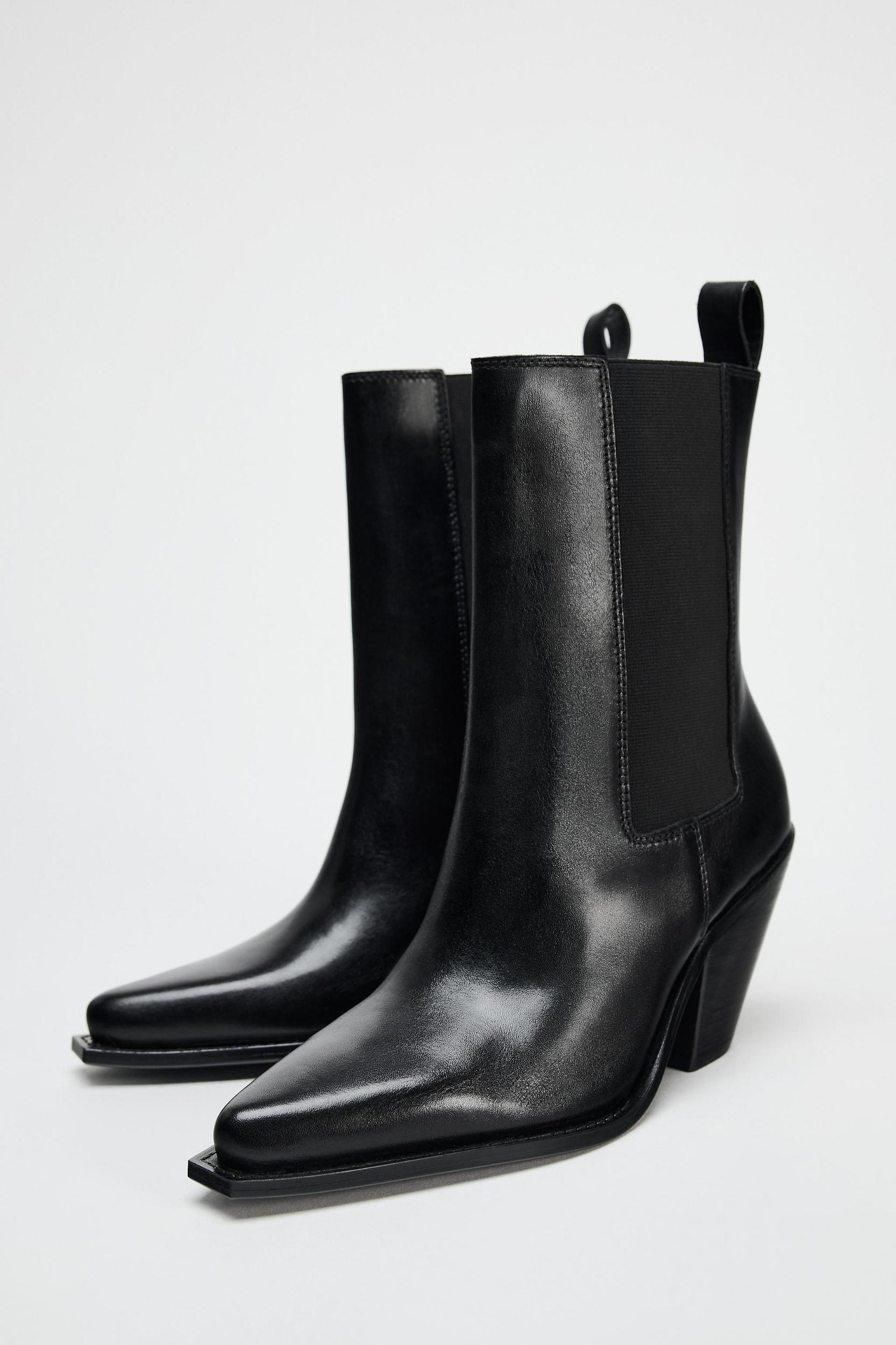 LEATHER COWBOY ANKLE BOOTS Product Image