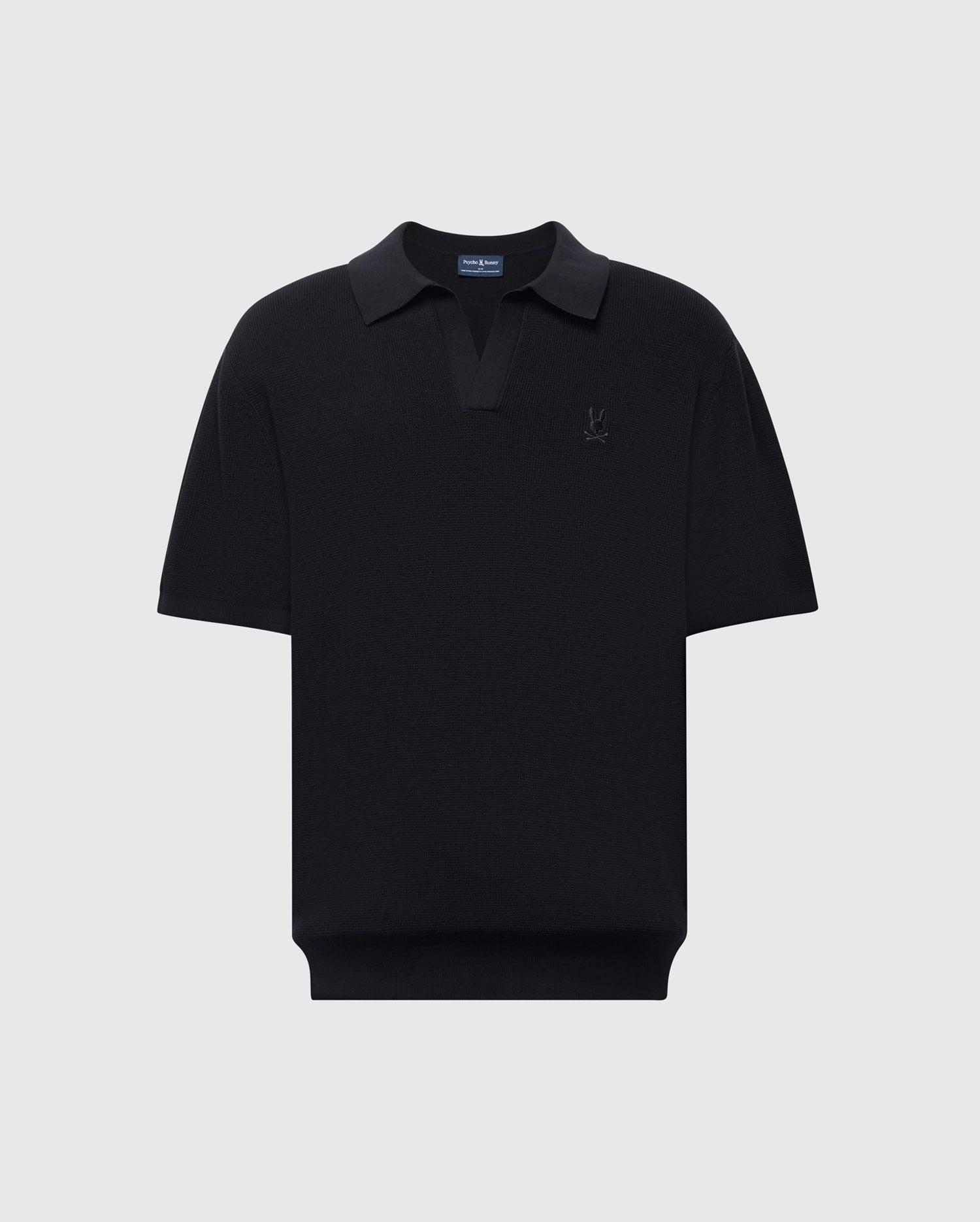 Men's Leeton Johnny Collar Knit Polo 001 BLACK / M Product Image