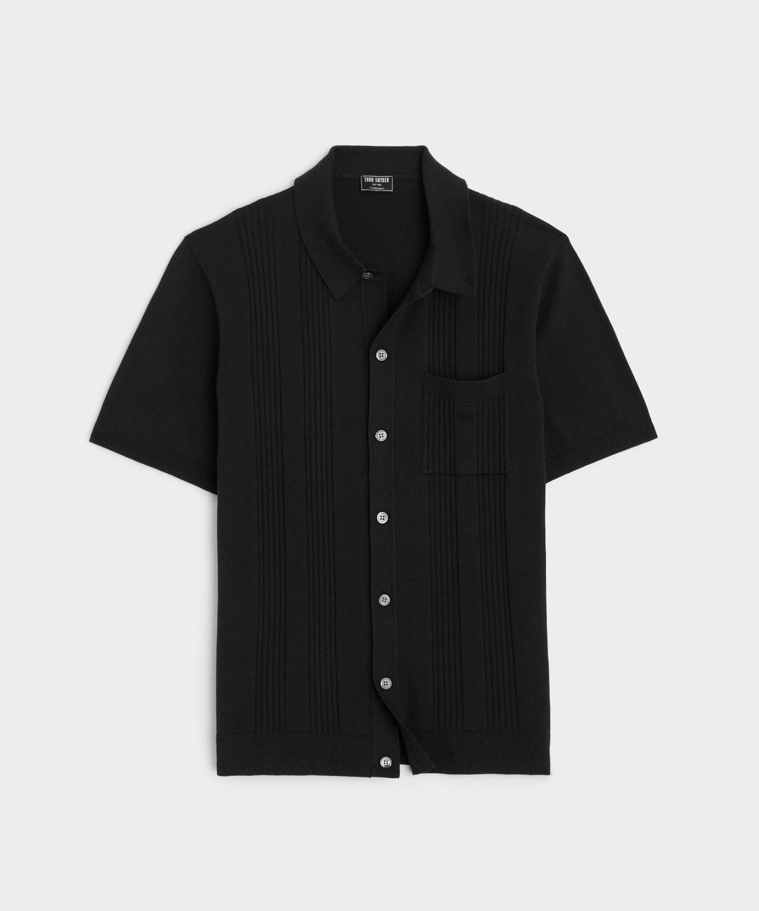 Silk-Cotton Ribbed Full-Placket Sweater Polo Product Image