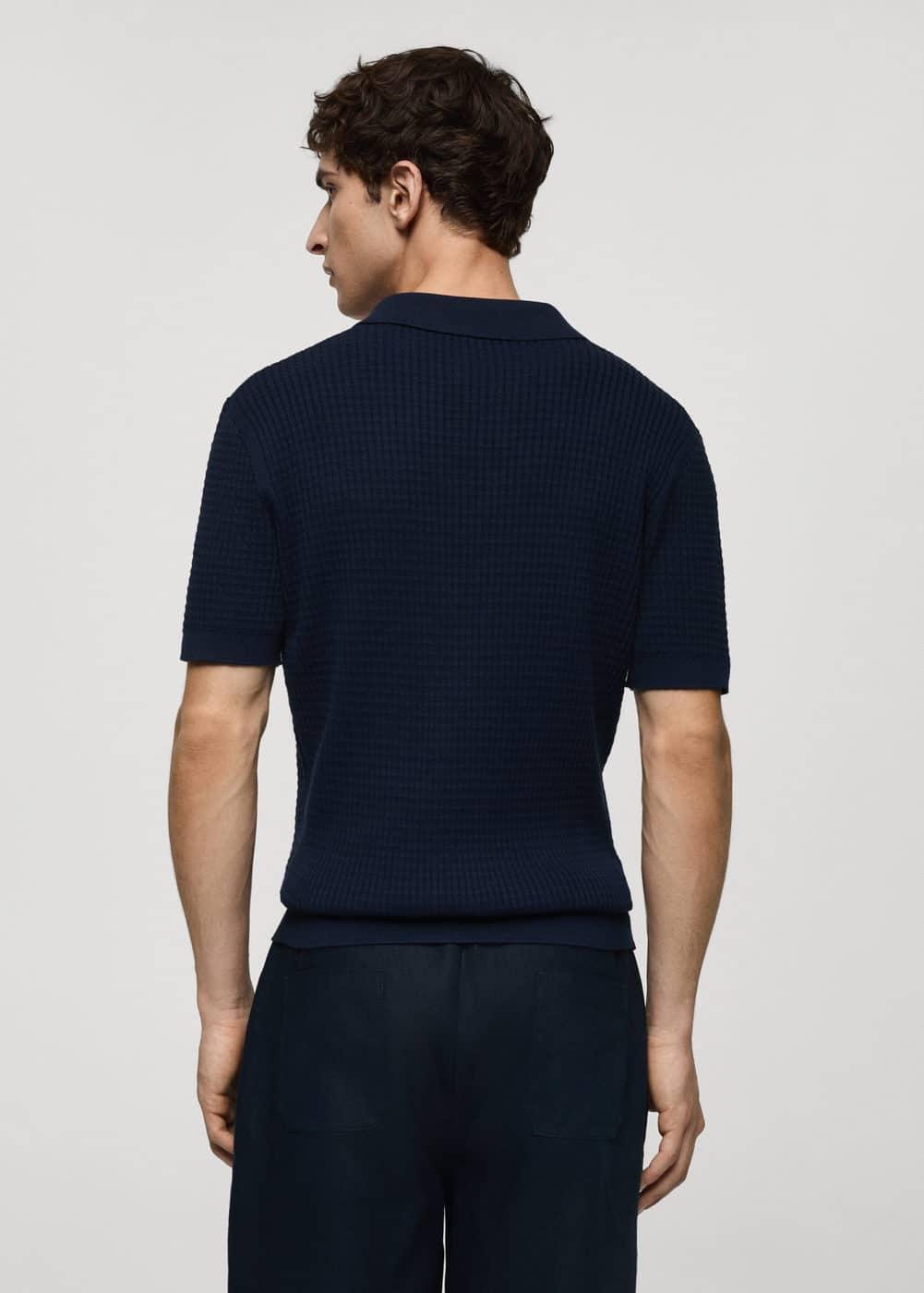 Ribbed knit polo shirt - Men | MANGO USA Product Image