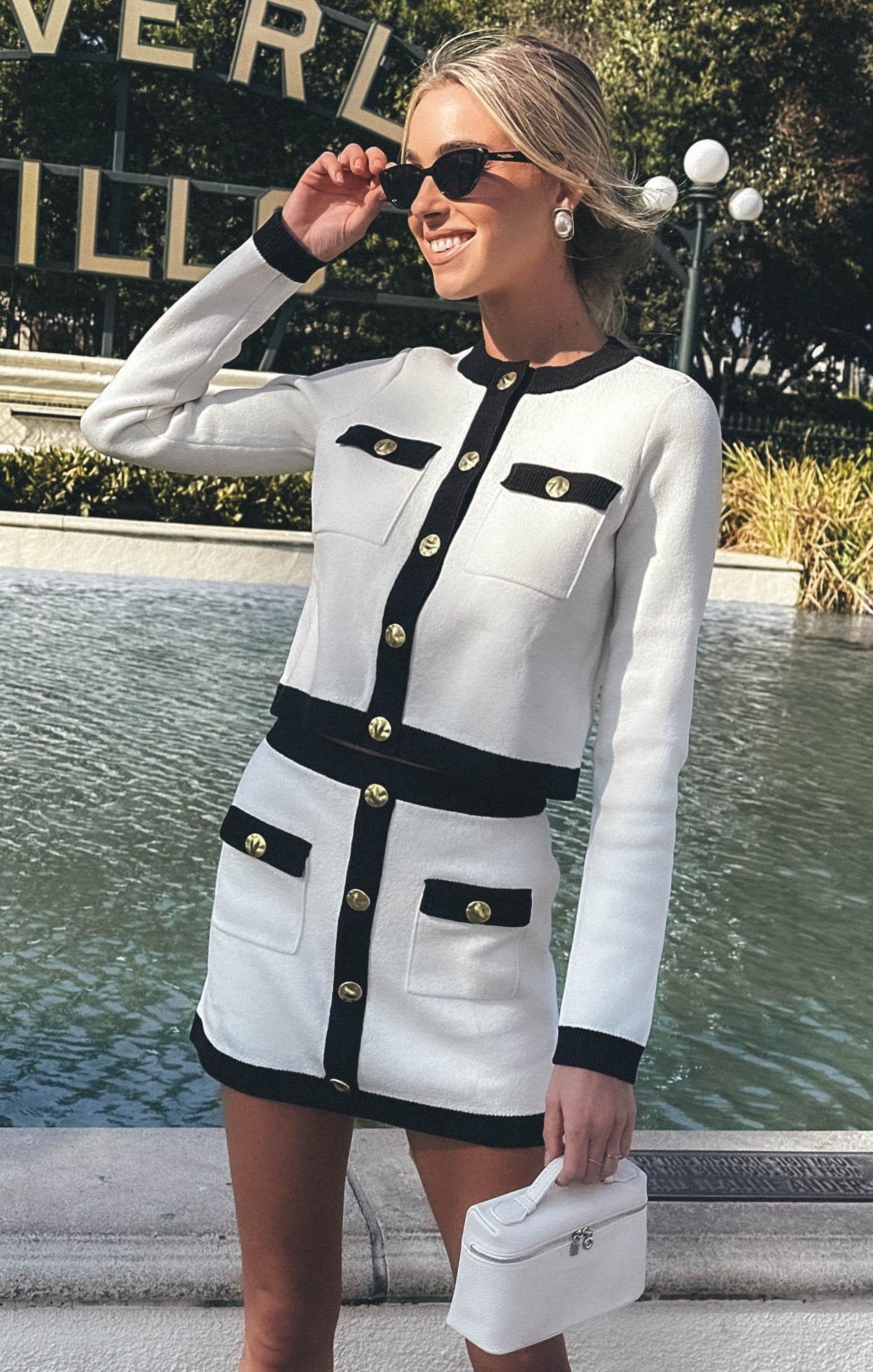 Kit Cardi ~ Cream and Black Knit Product Image