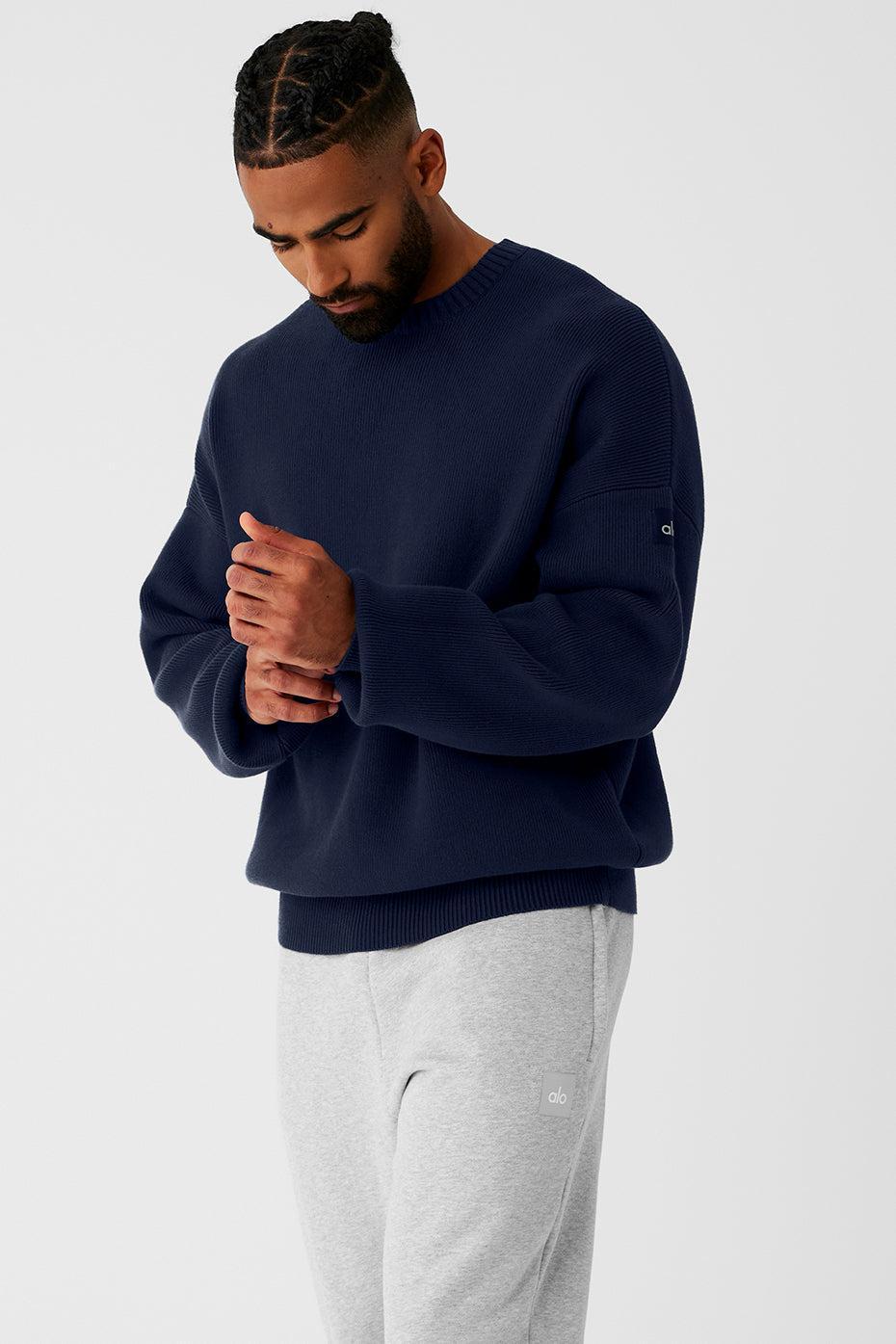 Scholar Crew Neck Sweater - Navy Male Product Image