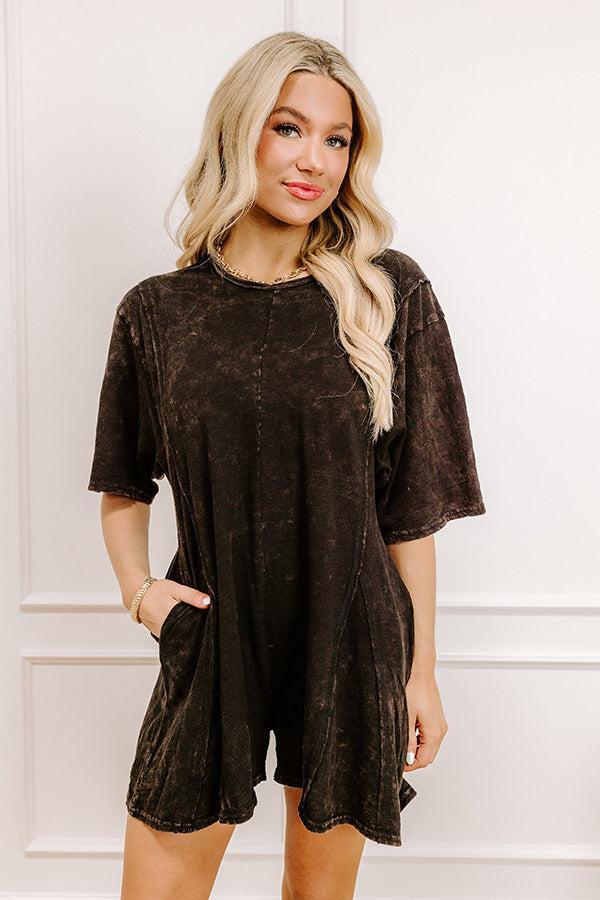 Casual Convo Vintage Wash Romper in Vintage Black Product Image