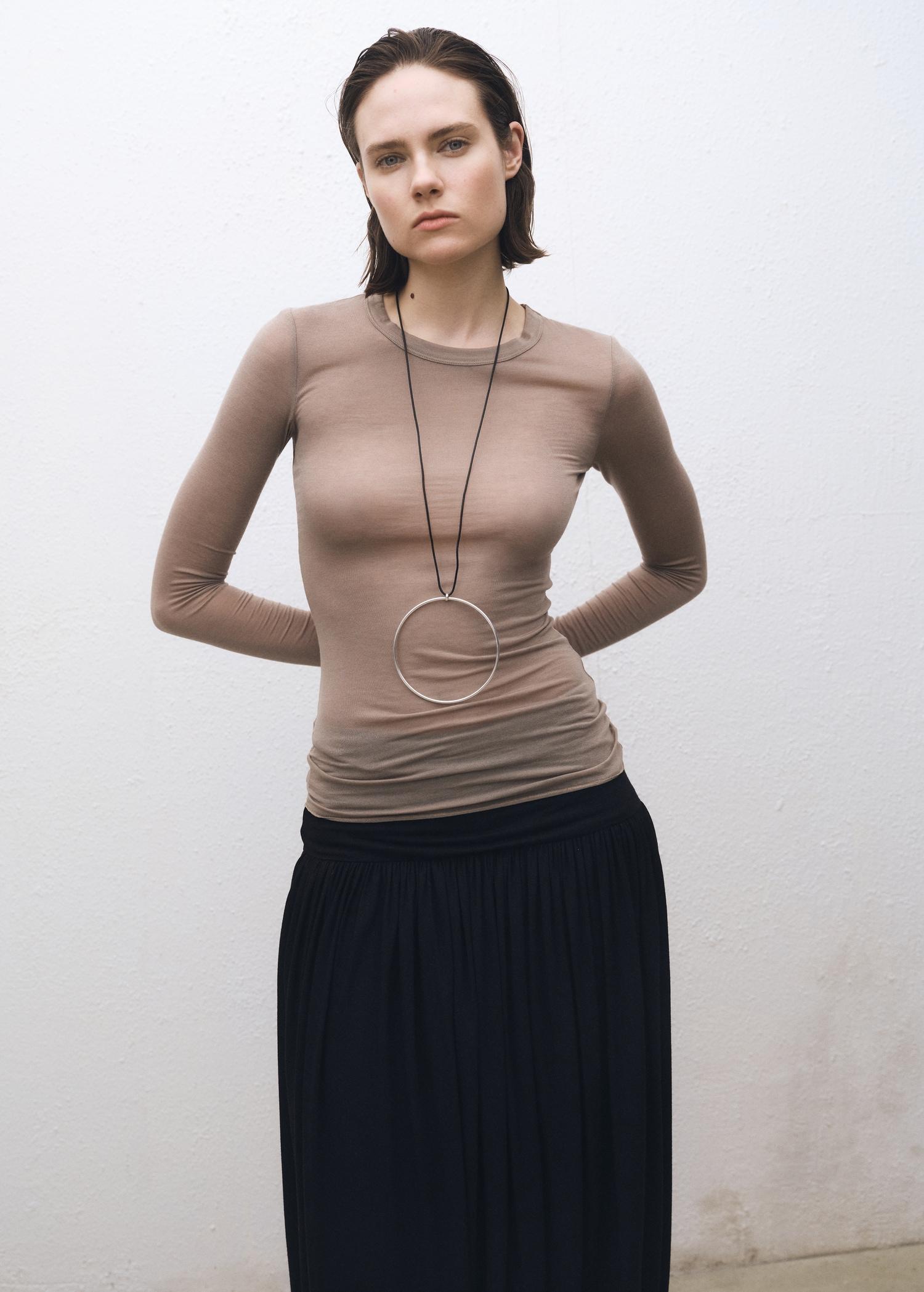 Long-sleeved wool-blend t-shirt - Women | MANGO USA Product Image