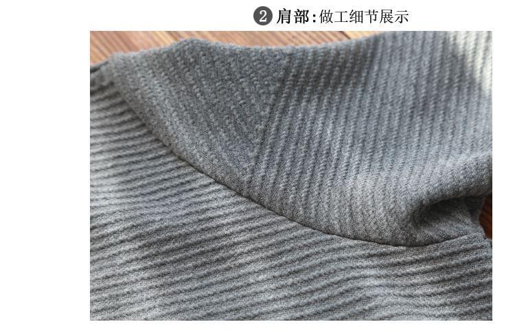Long-Sleeve Turtleneck Plain Asymmetrical Midi Tunic Dress Product Image