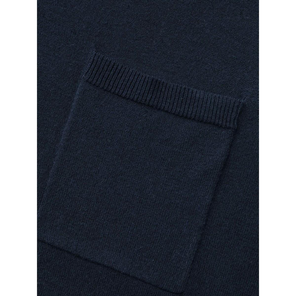 Plus Size Supersoft Chest Pocket Wool Top Indigo Women Casual Loose Long Sleeve Round Neck Everyday Pullovers BloomChic 12/L Product Image