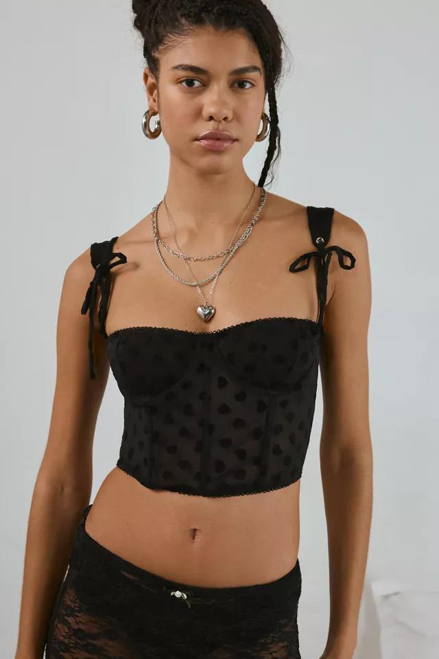 Out From Under Lovey Dovey Hearts Flocked Mesh Corset Top Product Image