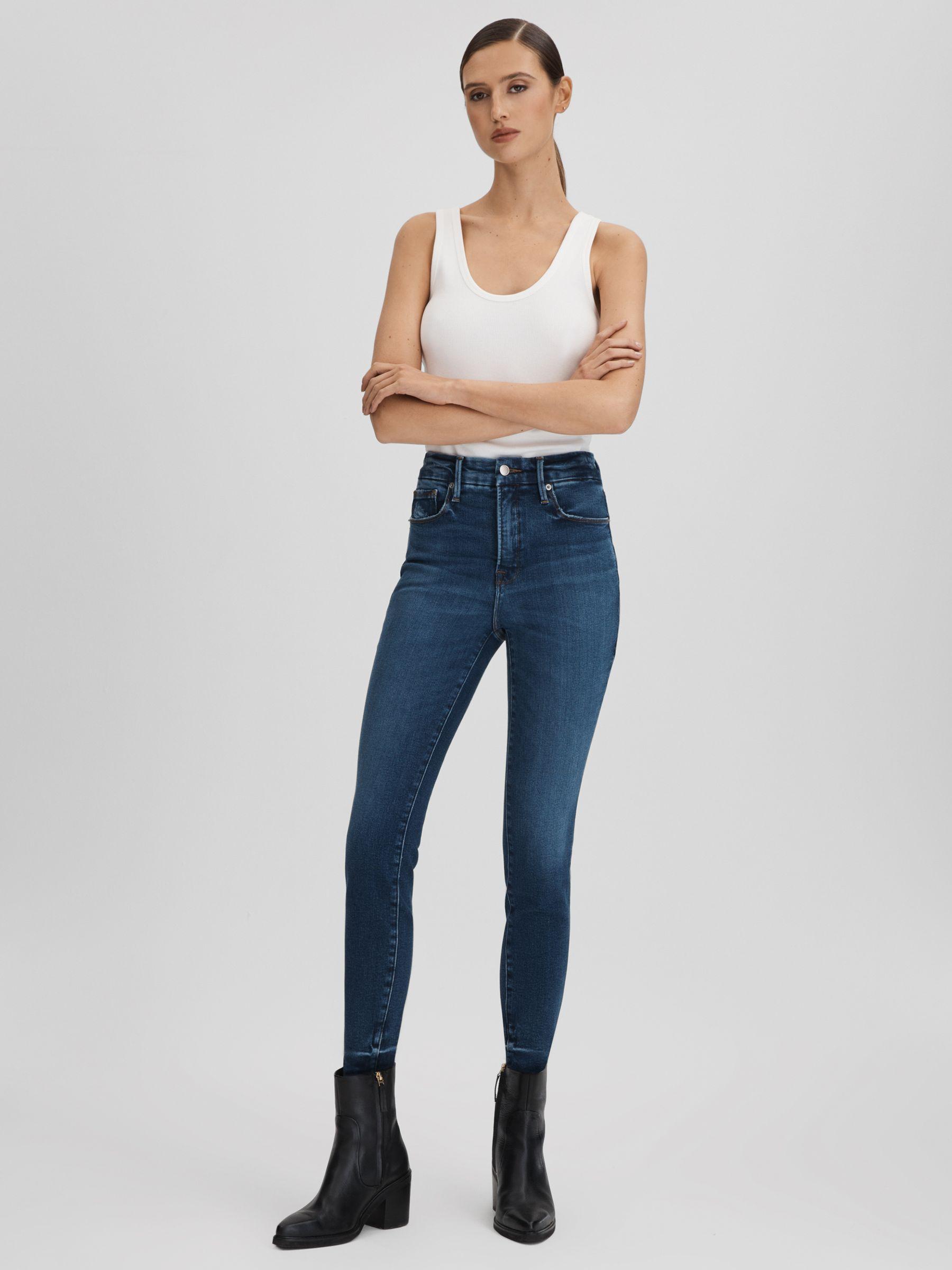 Good American Distressed Skinny Jeans in Indigo Product Image