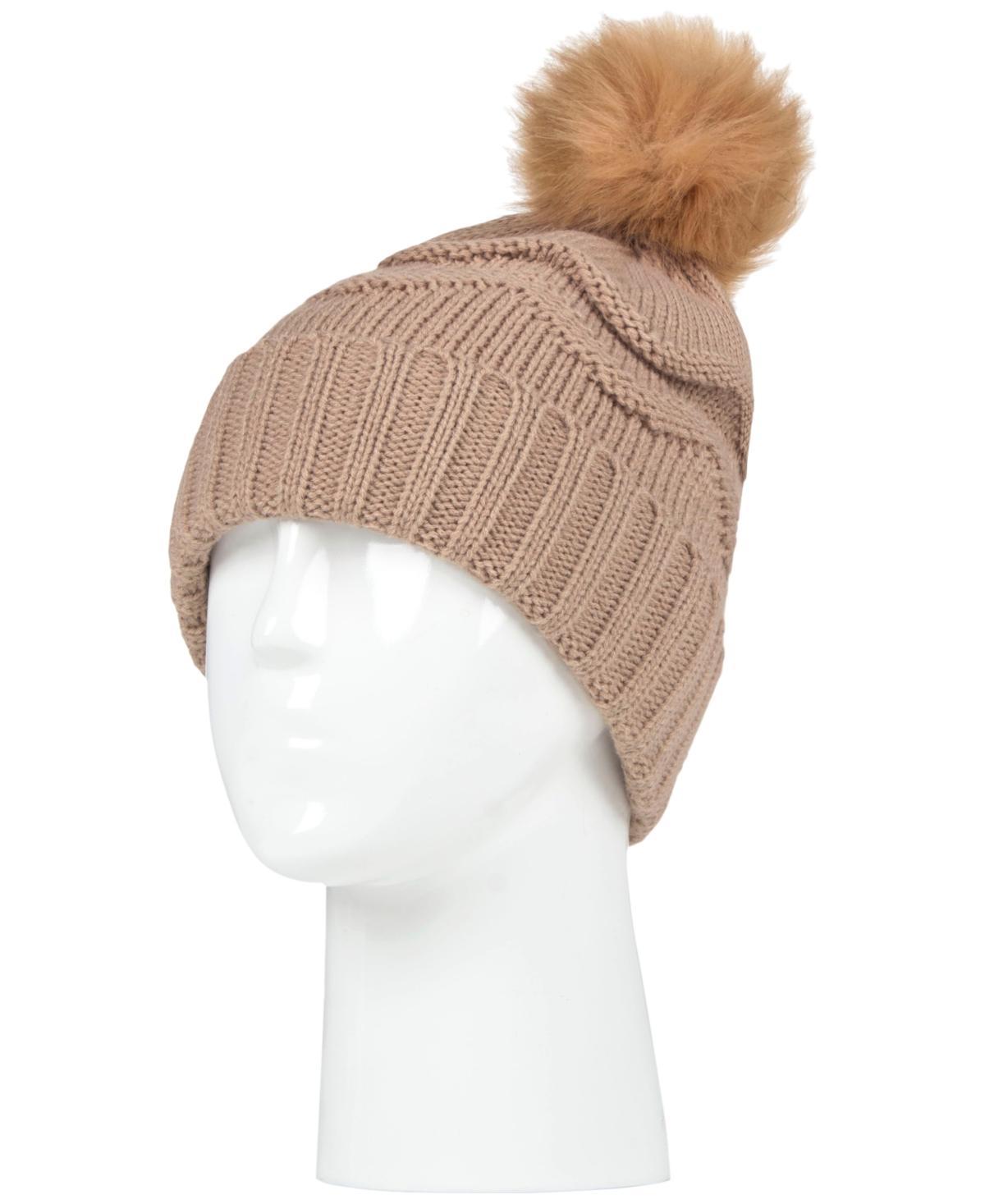 Women's Heat Holders Heatweaver Textured Pom Pom Hat, Cloud Gray Product Image