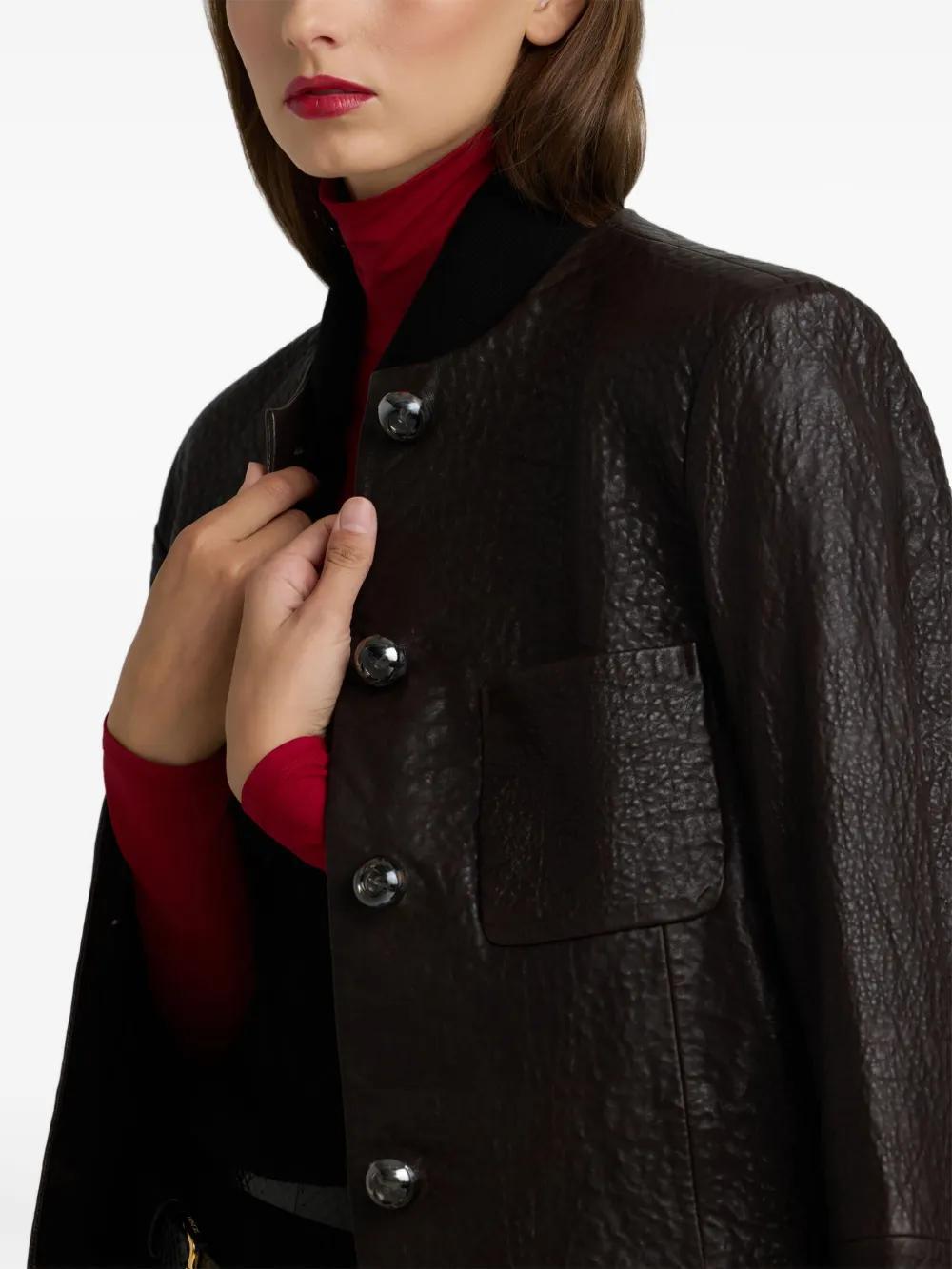 ST JOHN Vintage Edge Leather Coat In Mgny Product Image