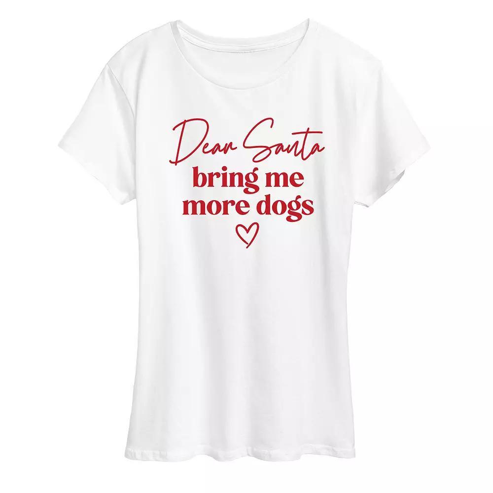 Women's "Bring More Dogs Santa" Christmas Graphic Tee, Girl's, Size: Medium, White Product Image