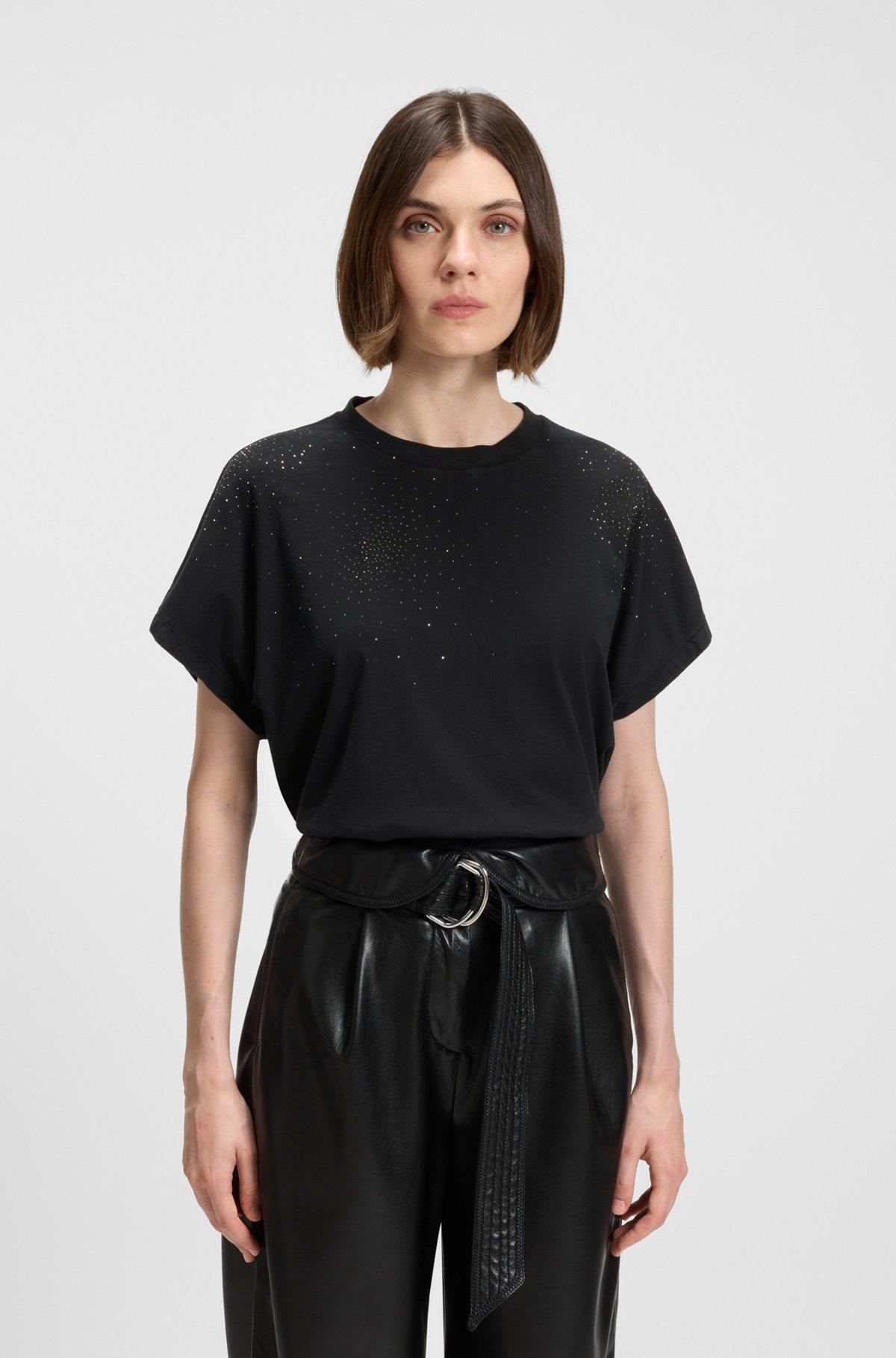 Oversize-fit cotton T-shirt with crystal artwork Product Image