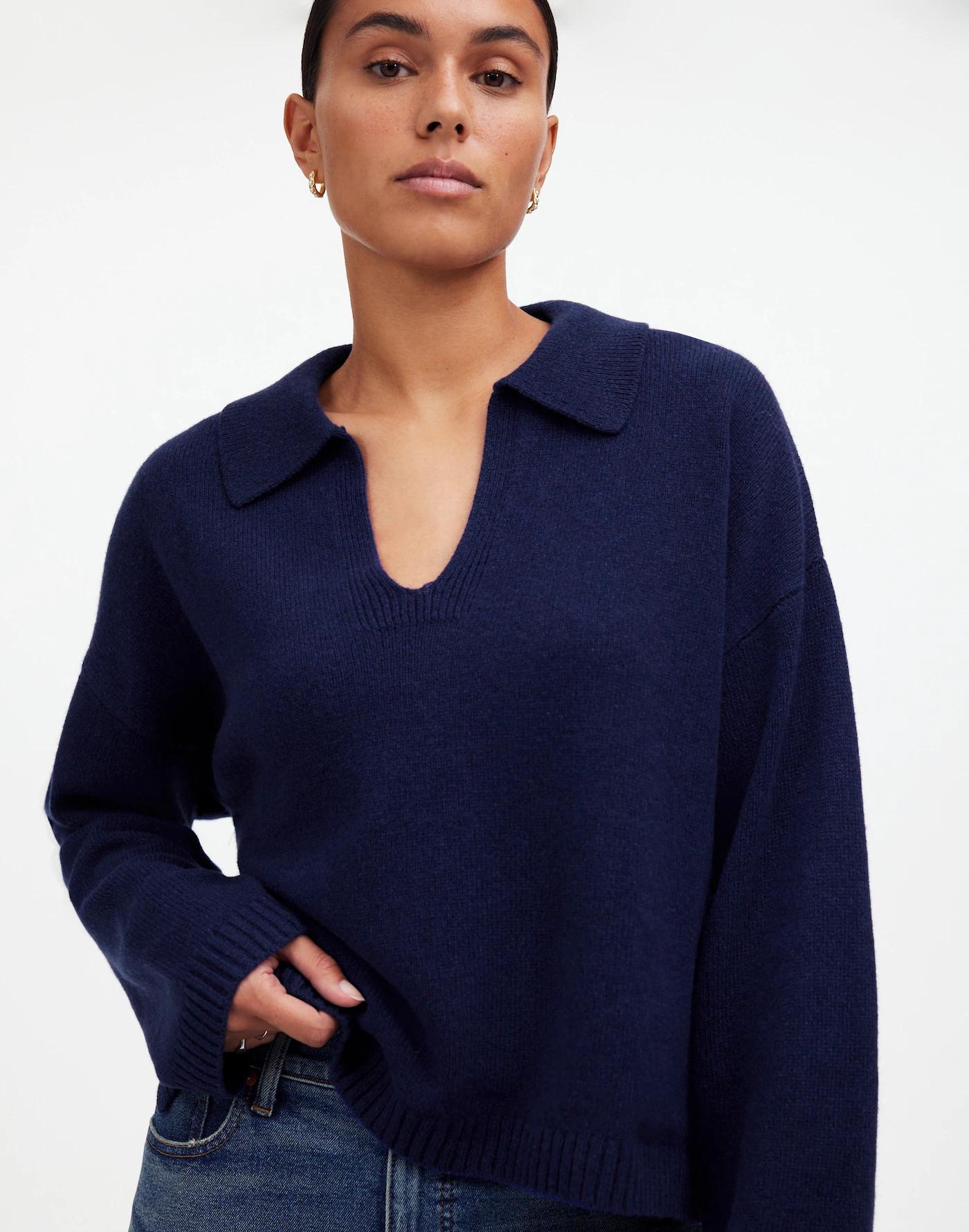 Cashmere-Wool Blend Polo Sweater Product Image