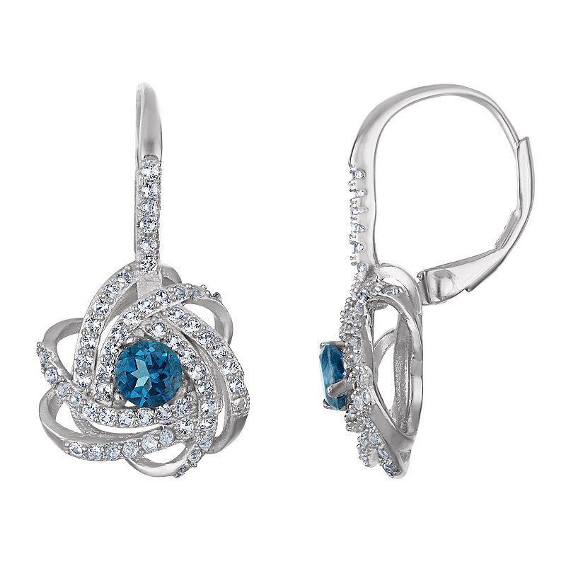 Designs by Gioelli Sterling Silver Gemstone Love Knot Leverback Earrings, Women's, Purple Product Image