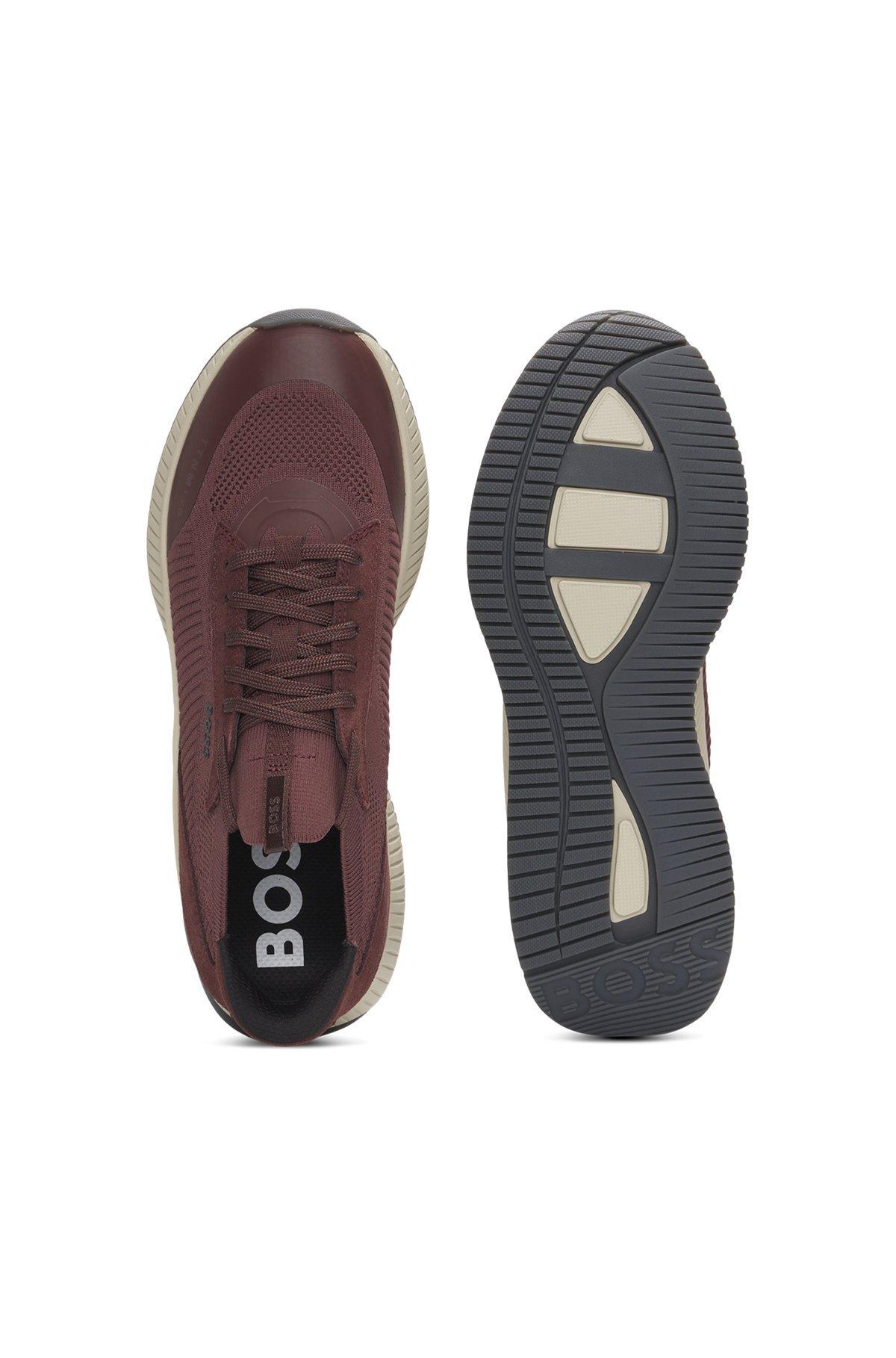 BOSS - TTNM EVO trainers with knitted uppers - Dark Red Product Image