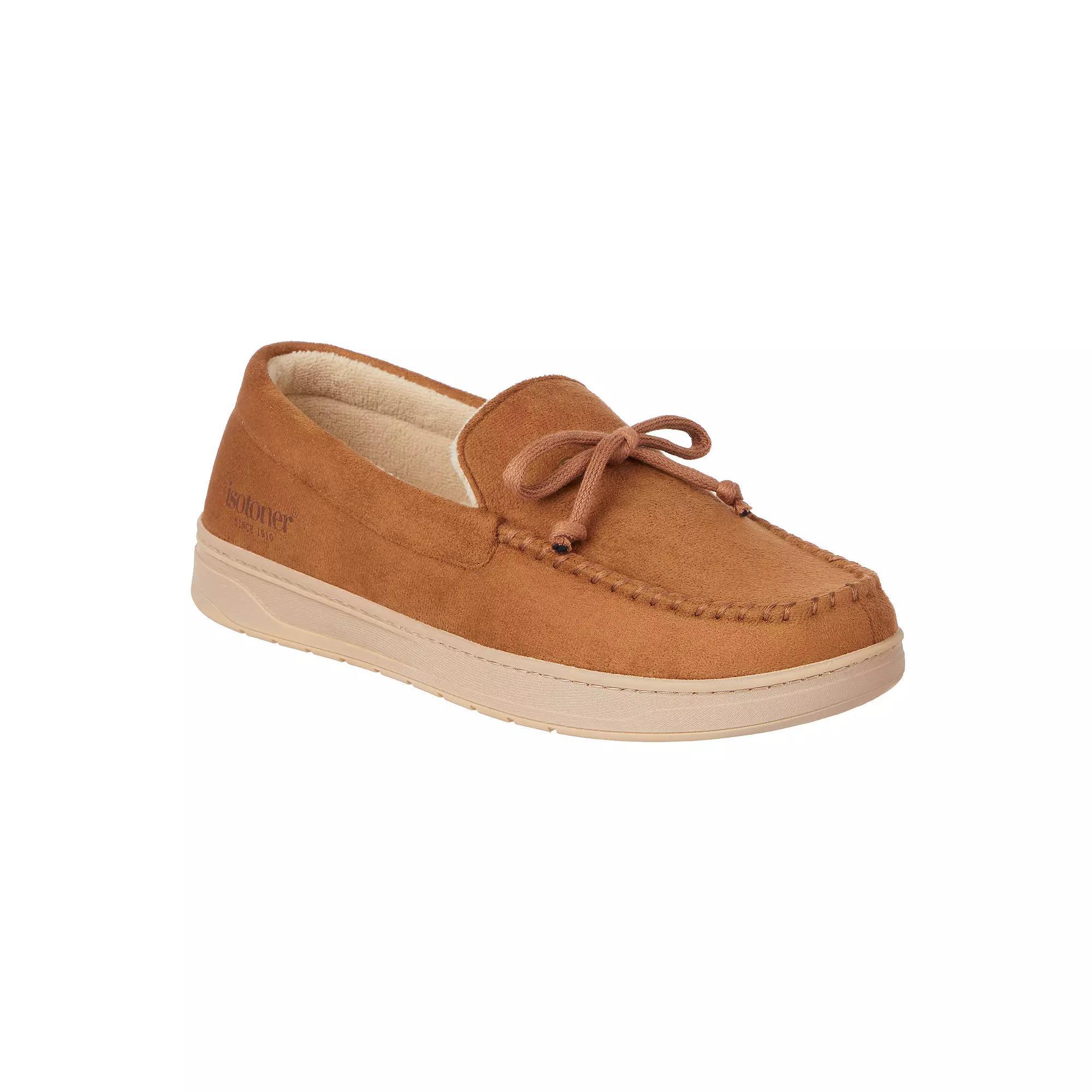 Isotoner Microsuede Boater Men's Moccasin Slippers, Size: Large, Red Product Image