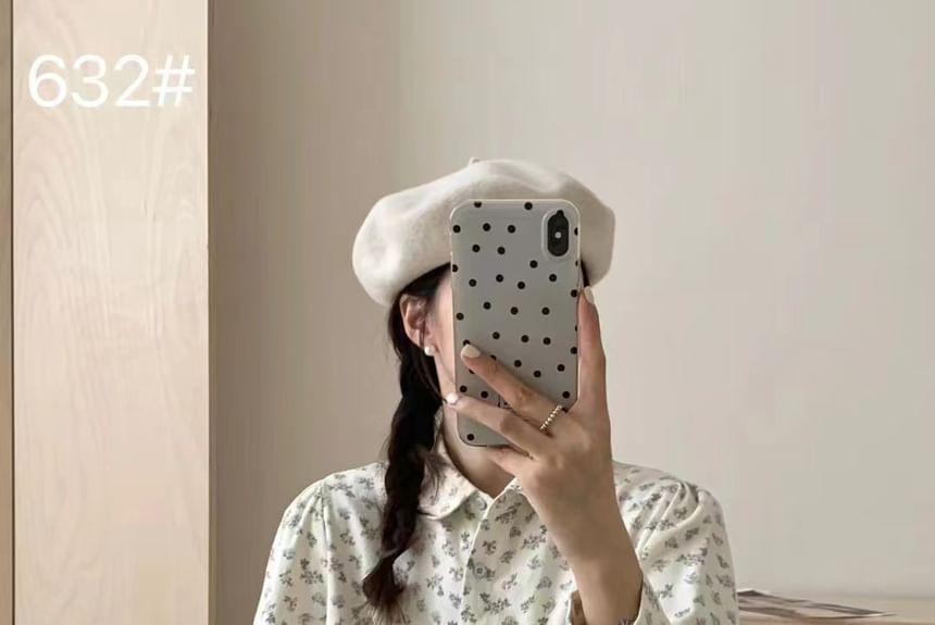 Long Sleeve Collar Floral Print Cropped Shirt Product Image