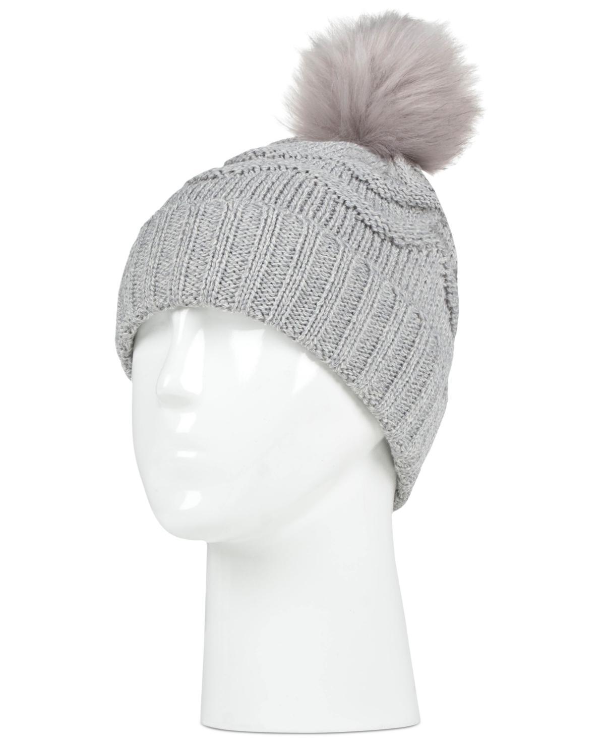 Women's Heat Holders Heatweaver Textured Pom Pom Hat, Cloud Gray Product Image