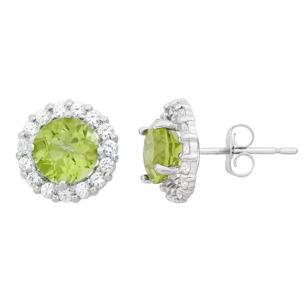 Designs by Gioelli Peridot & White Topaz 10k White Gold Halo Stud Earrings, Women's, Green Product Image