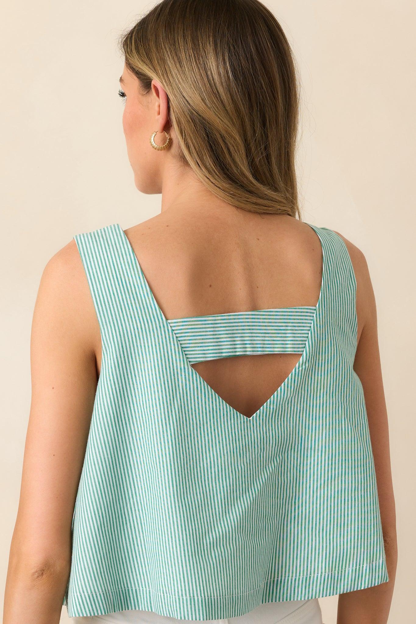 Lola Grass Green Stripe Cotton Crop Top Product Image