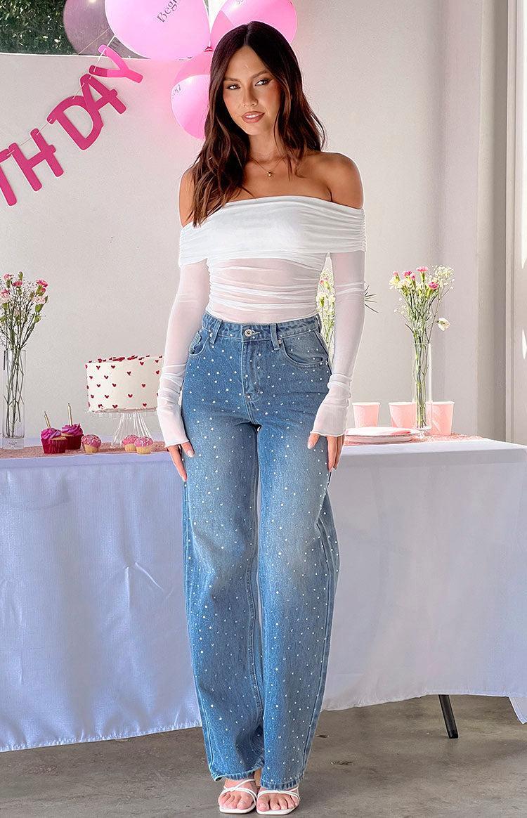 Sparks Mid Wash Denim Straight Leg Jeans Girls Product Image