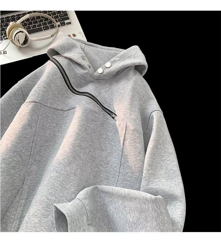 Asymmetric Zip Accent Hoodie Product Image