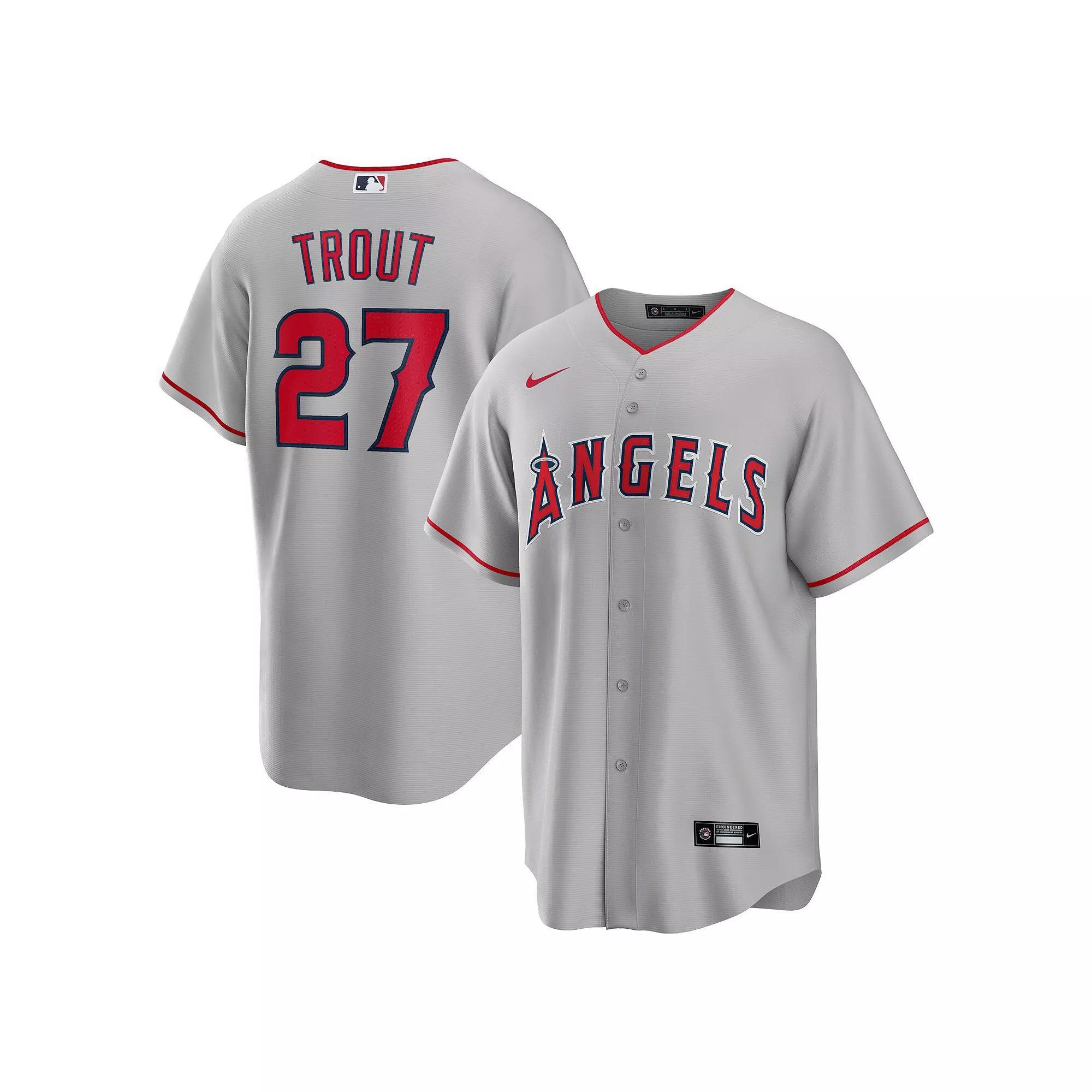 Men's Nike Mike Trout Silver Los Angeles Angels Road Replica Player Name Jersey, Size: Small Product Image